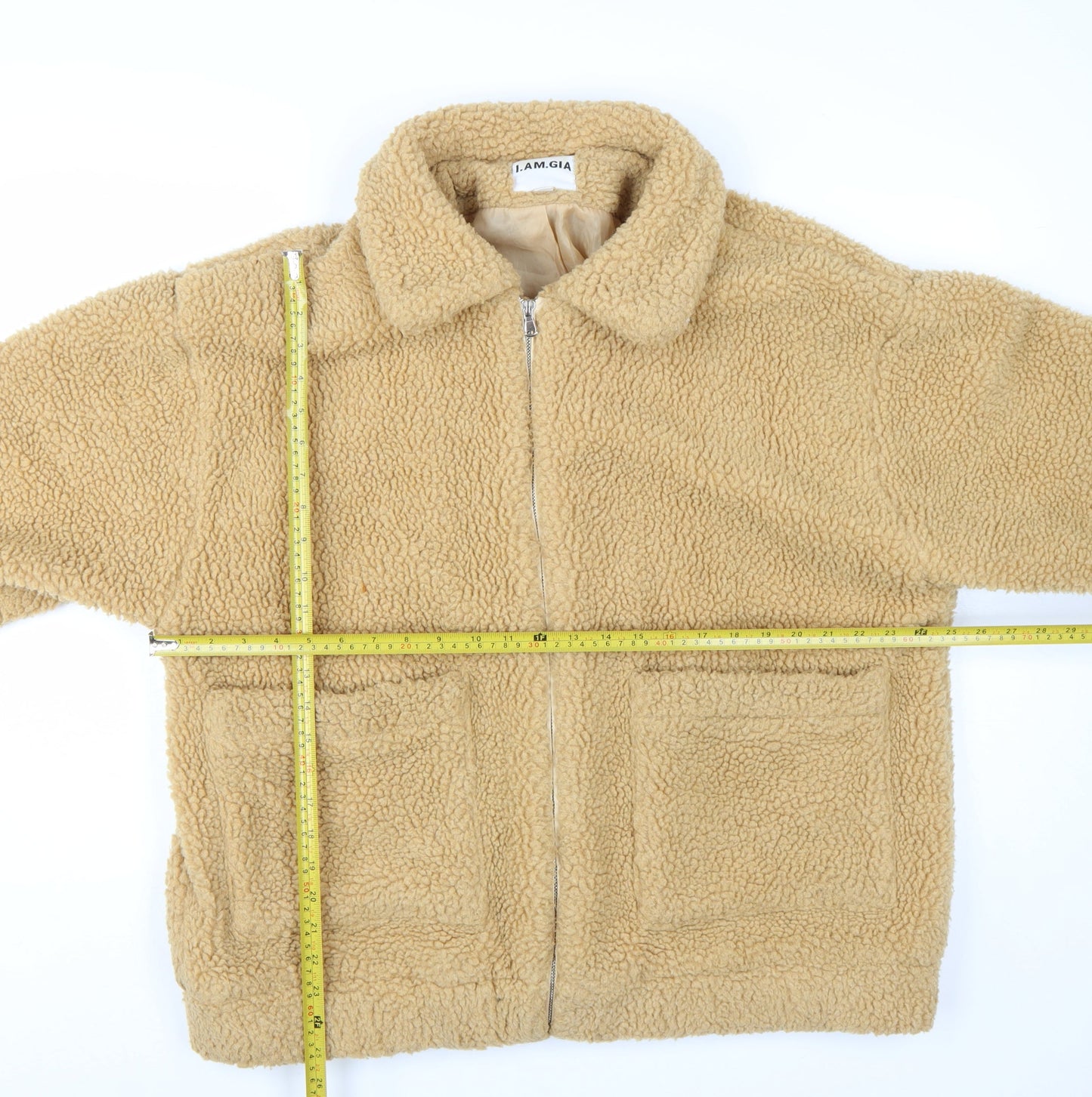 I.AM.GIA Womens Beige Teddy Fleece Zip Jacket Size M