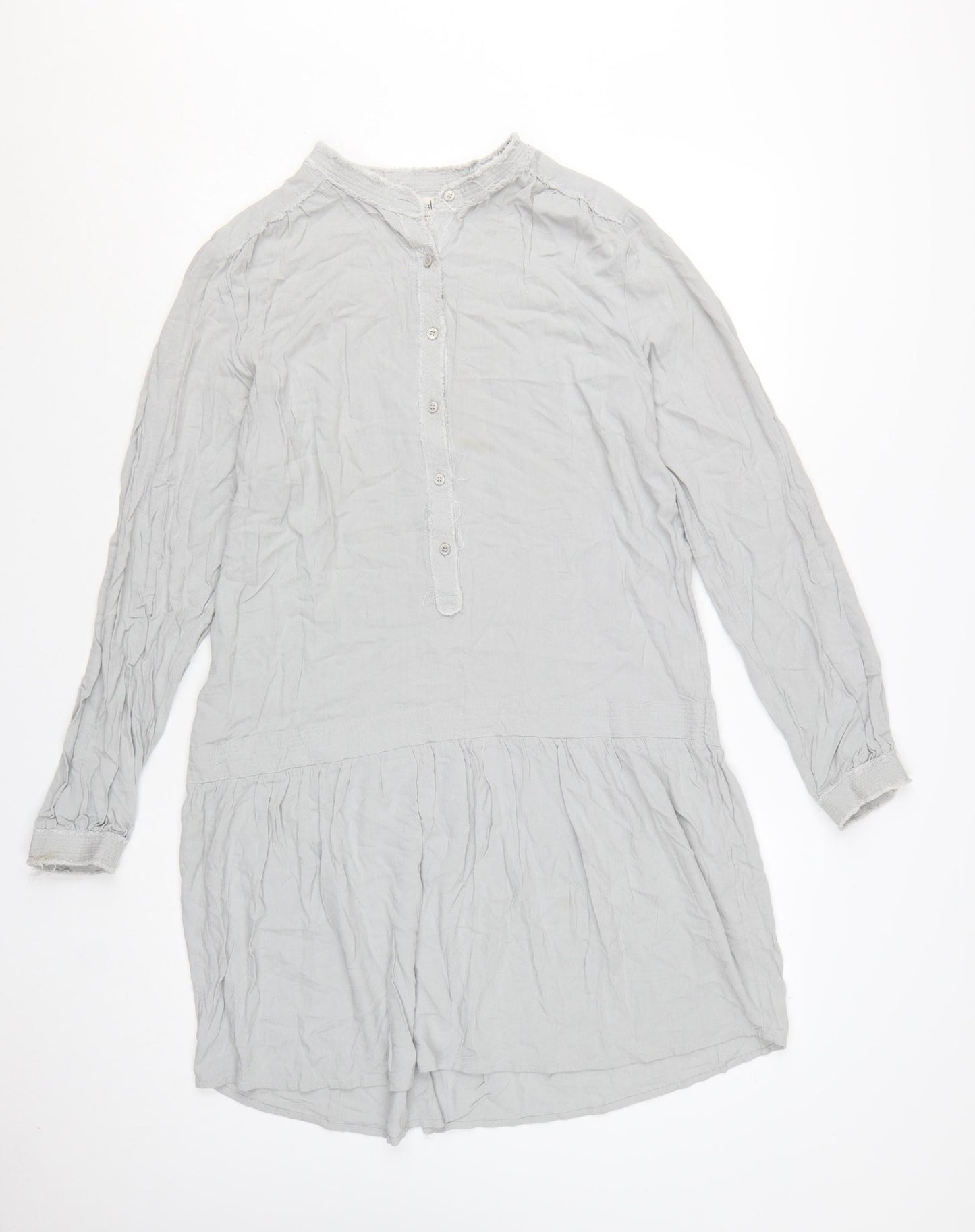 Hush Women Grey Long Sleeve Shirt Dress Size 12 Lightweight Viscose