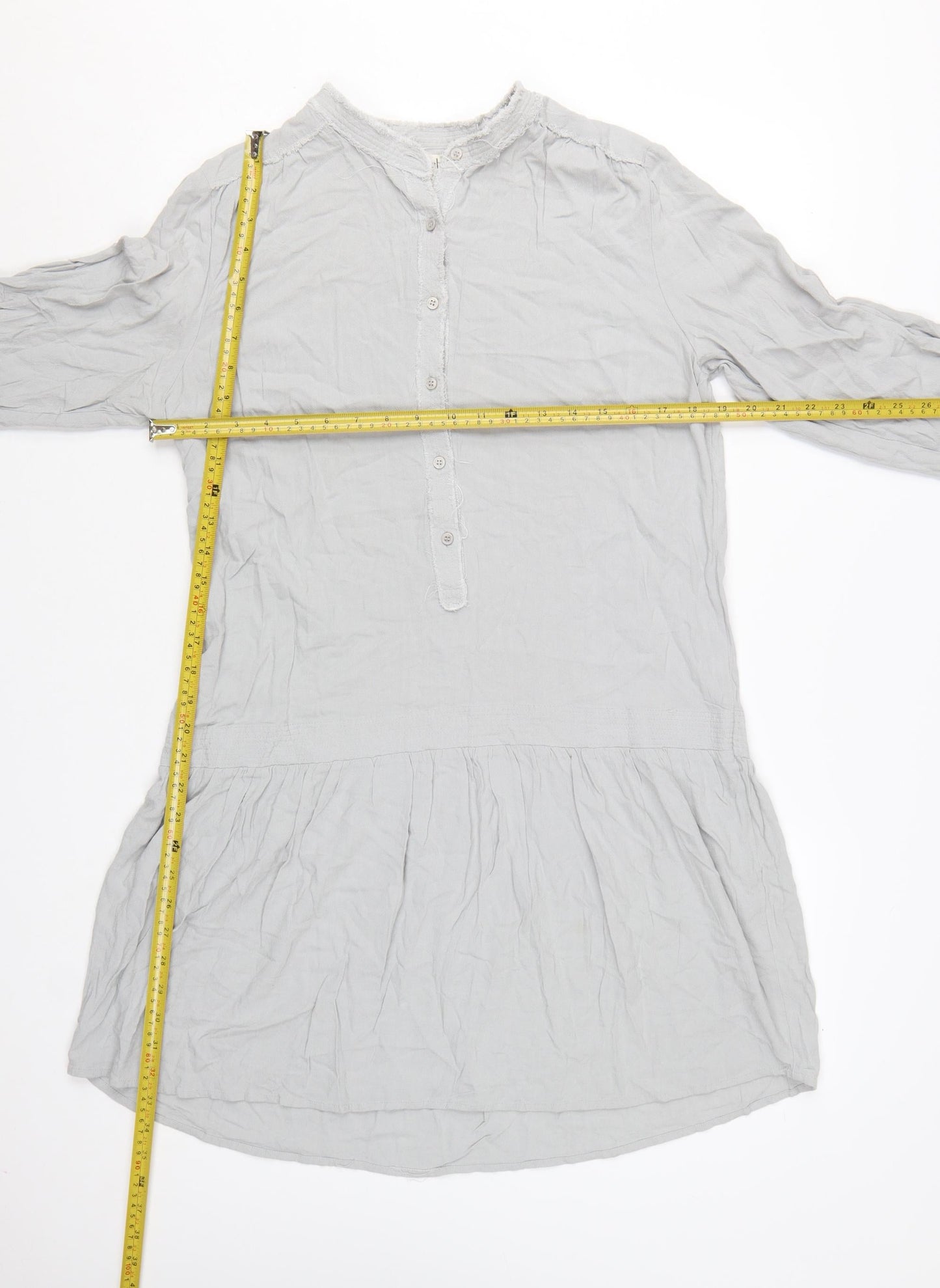 Hush Women Grey Long Sleeve Shirt Dress Size 12 Lightweight Viscose