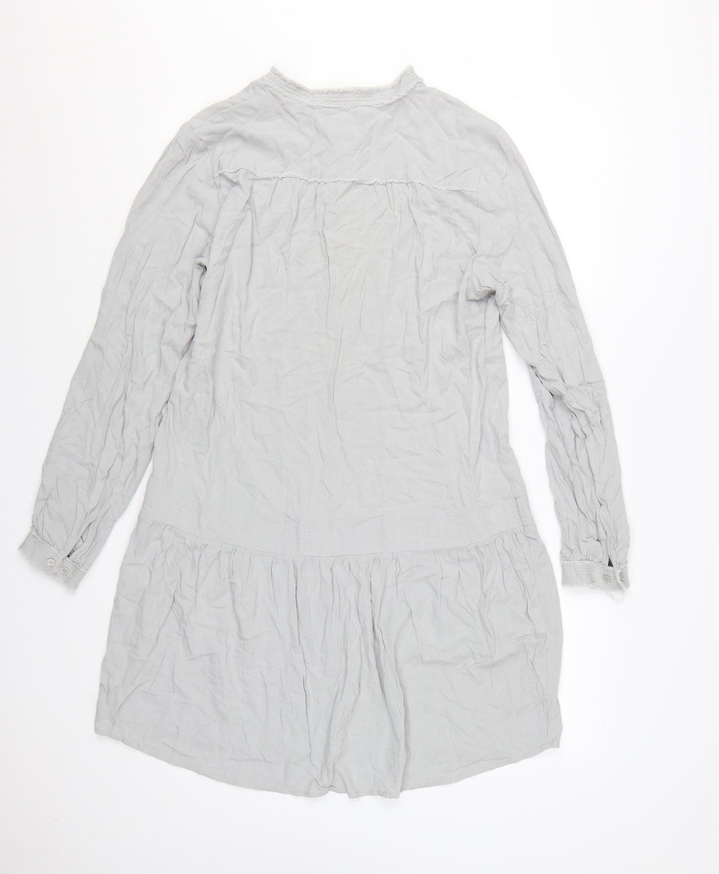 Hush Women Grey Long Sleeve Shirt Dress Size 12 Lightweight Viscose
