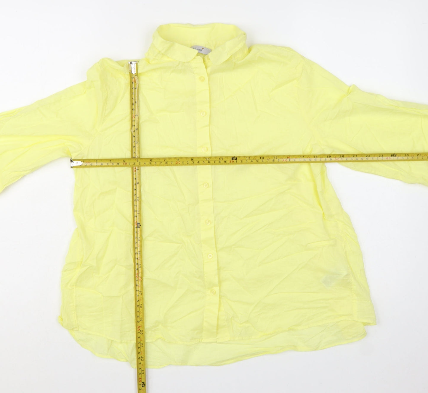 Marks and Spencer Women's Yellow Cotton Button-Up Shirt Size 10