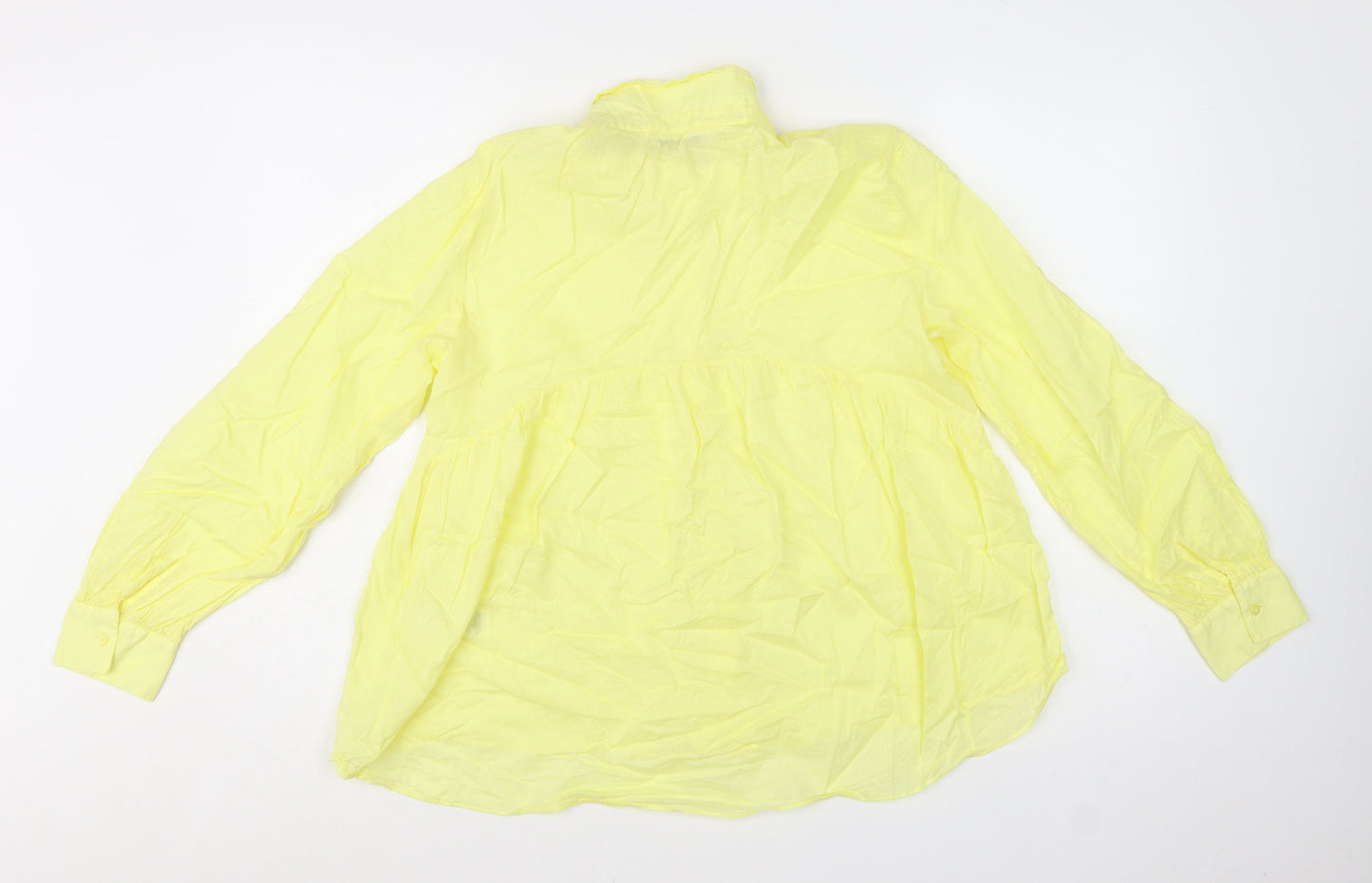 Marks and Spencer Women's Yellow Cotton Button-Up Shirt Size 10
