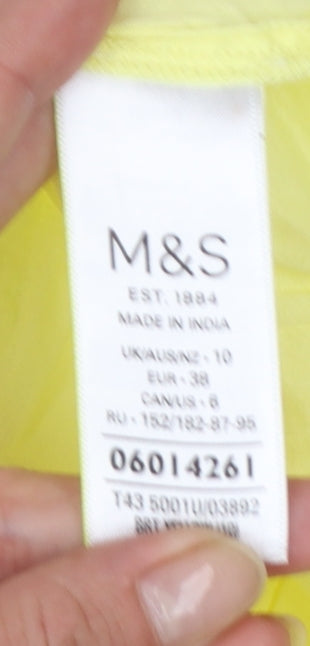 Marks and Spencer Women's Yellow Cotton Button-Up Shirt Size 10