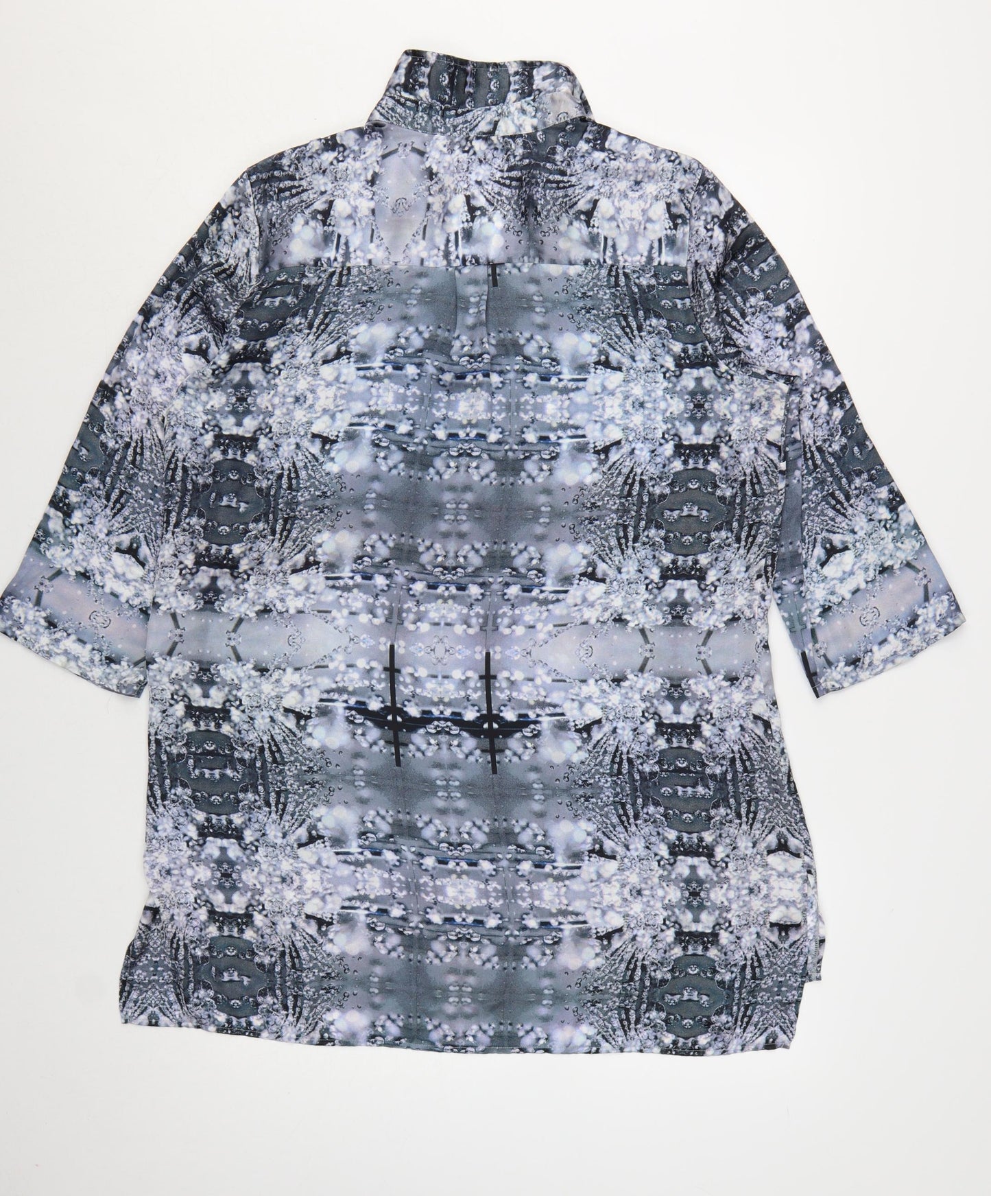 Next Womens Grey Geometric Tunic Blouse Size 16 Polyester 3/4 Sleeve