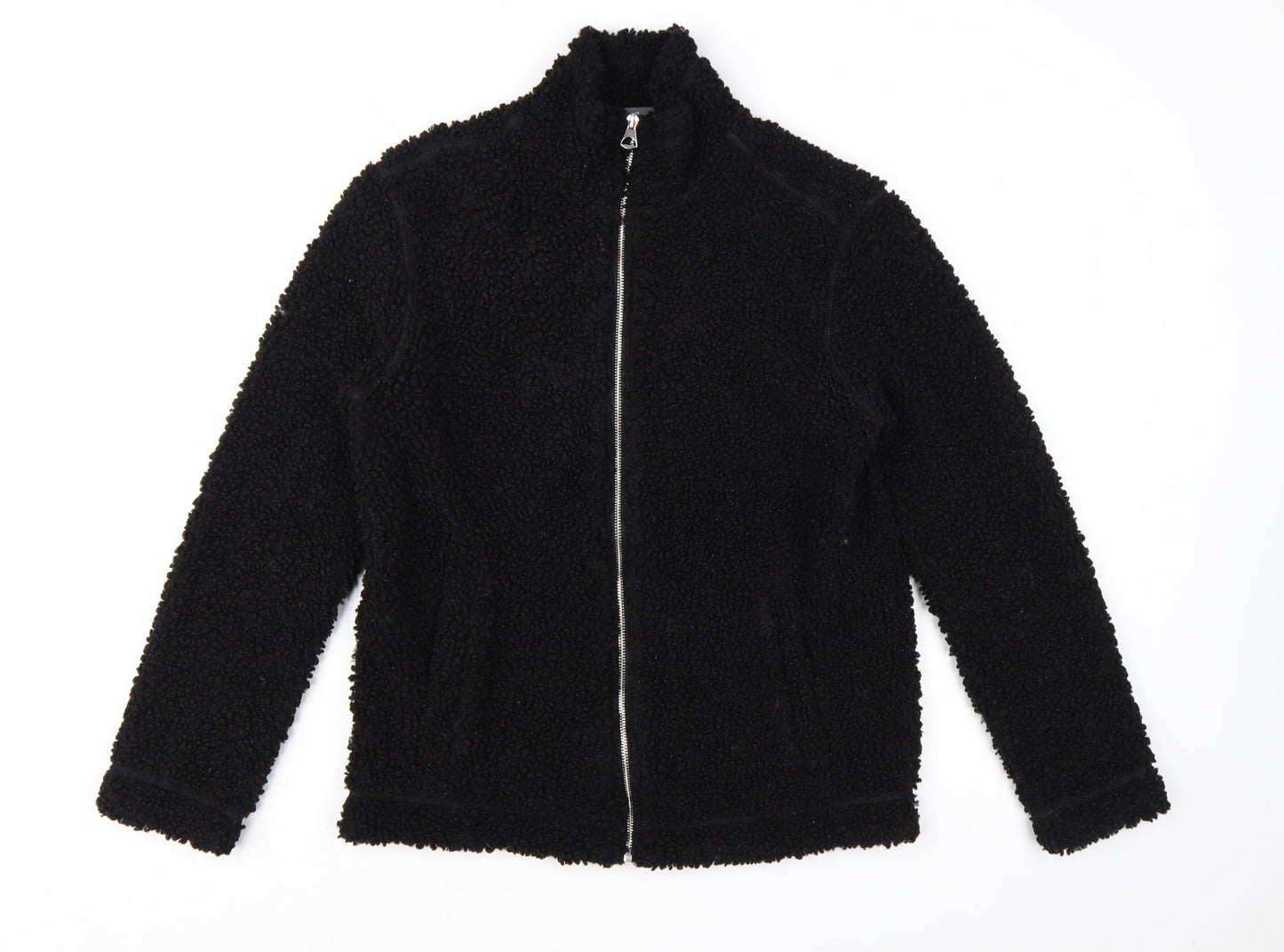 H&M Men's Black Regular Fit Fleece Zip Jacket Size S