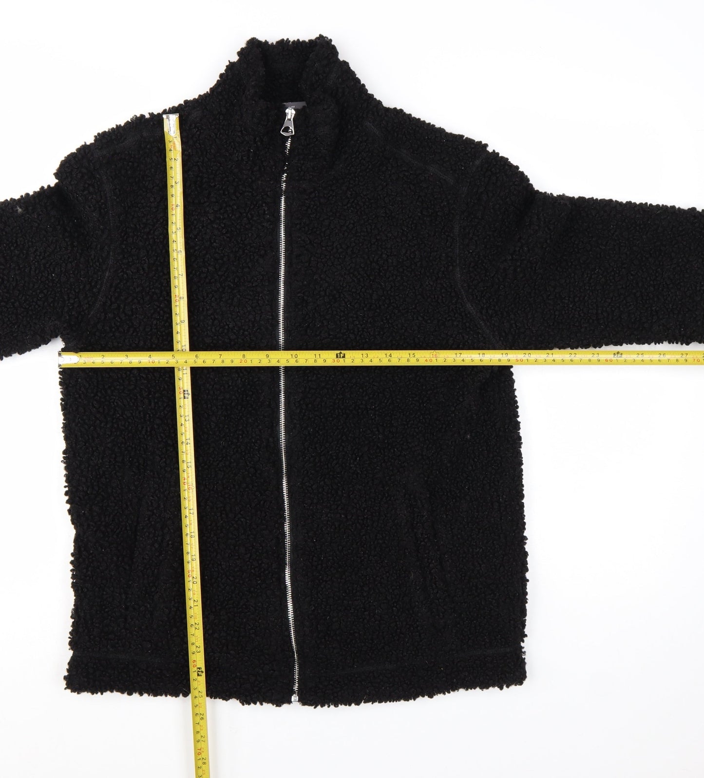 H&M Men's Black Regular Fit Fleece Zip Jacket Size S