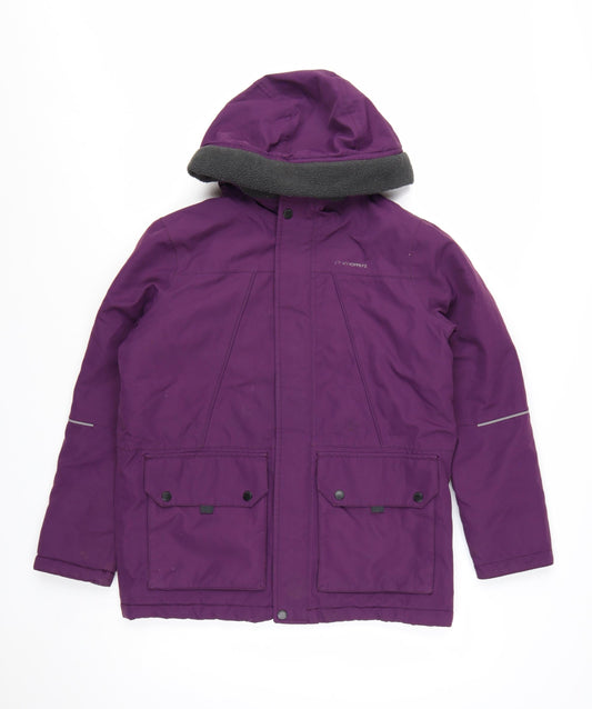 Preloved Craghoppers Boys Purple Waterproof Hooded Parka Coat Age 13 - Front
