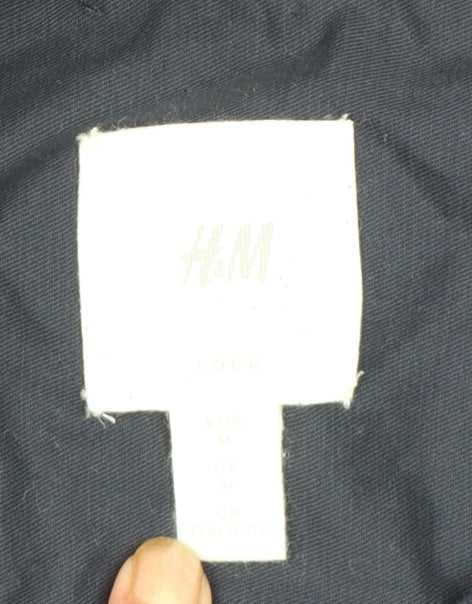 H&M Men's Blue Cotton Long Sleeve Button-Up Casual Shirt M