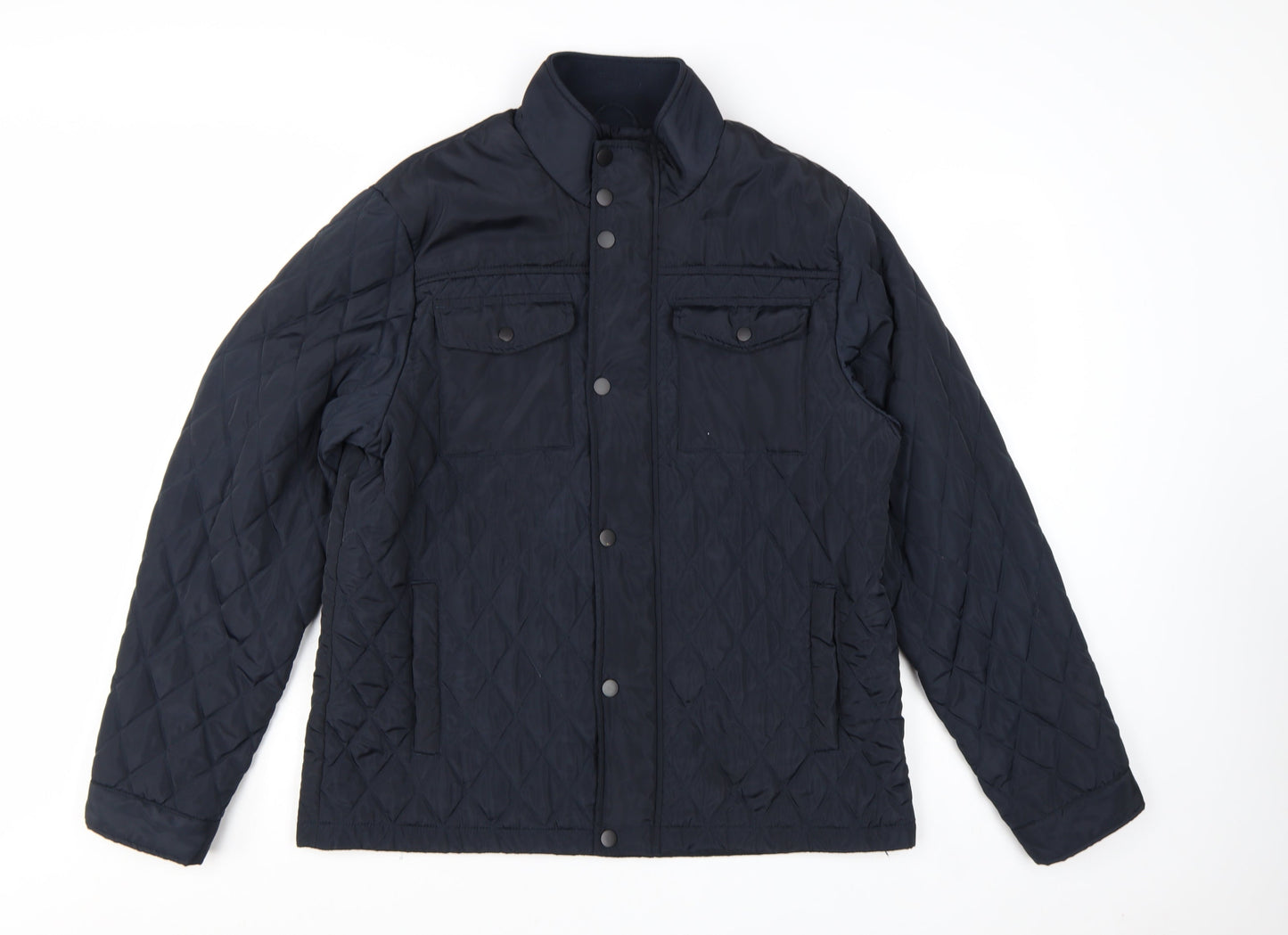 F&F Men's Blue Quilted Jacket L Regular Fit Polyester