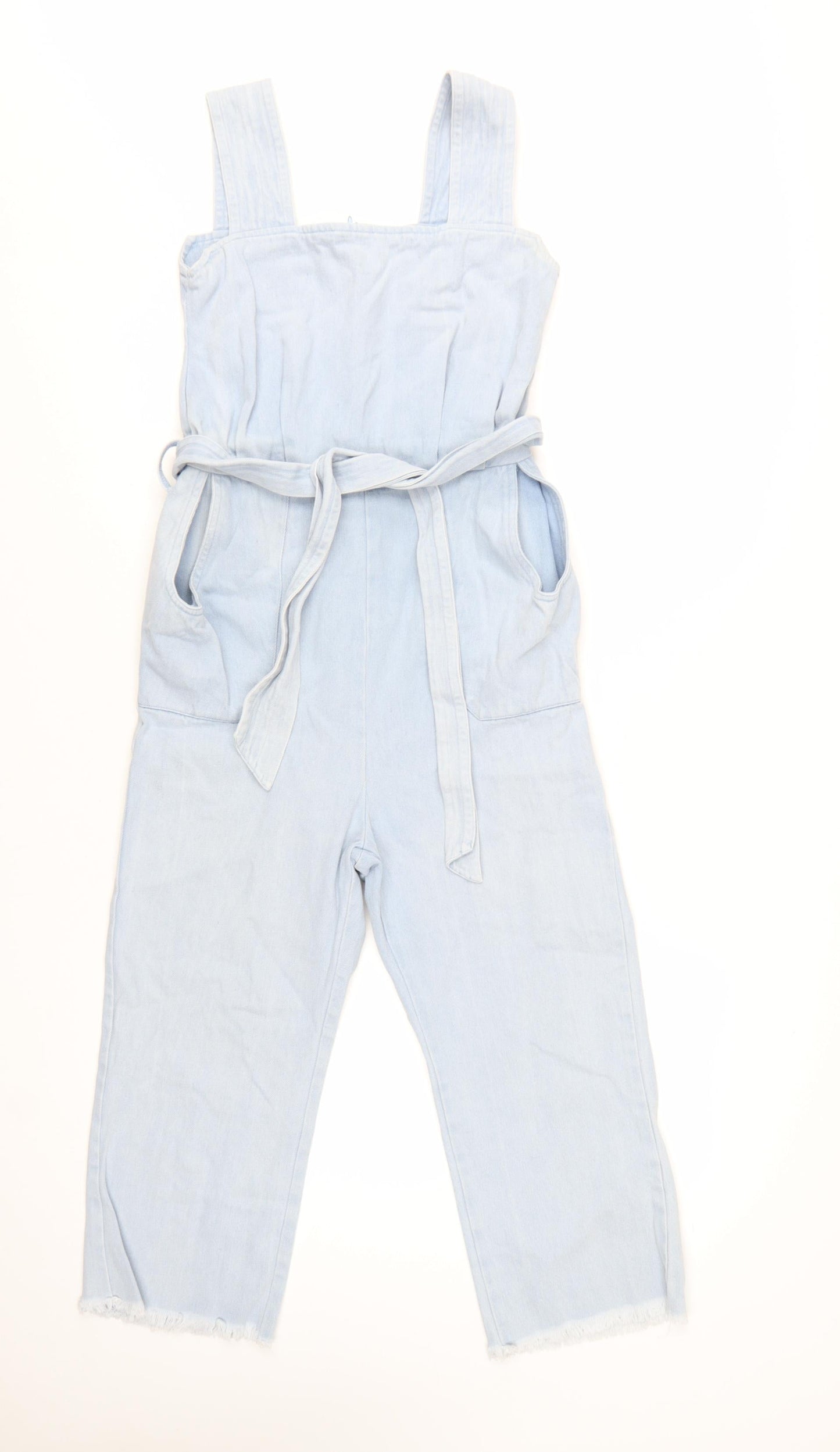Liquor N Poker Girls Blue Denim Belted Sleeveless Jumpsuit Age 8