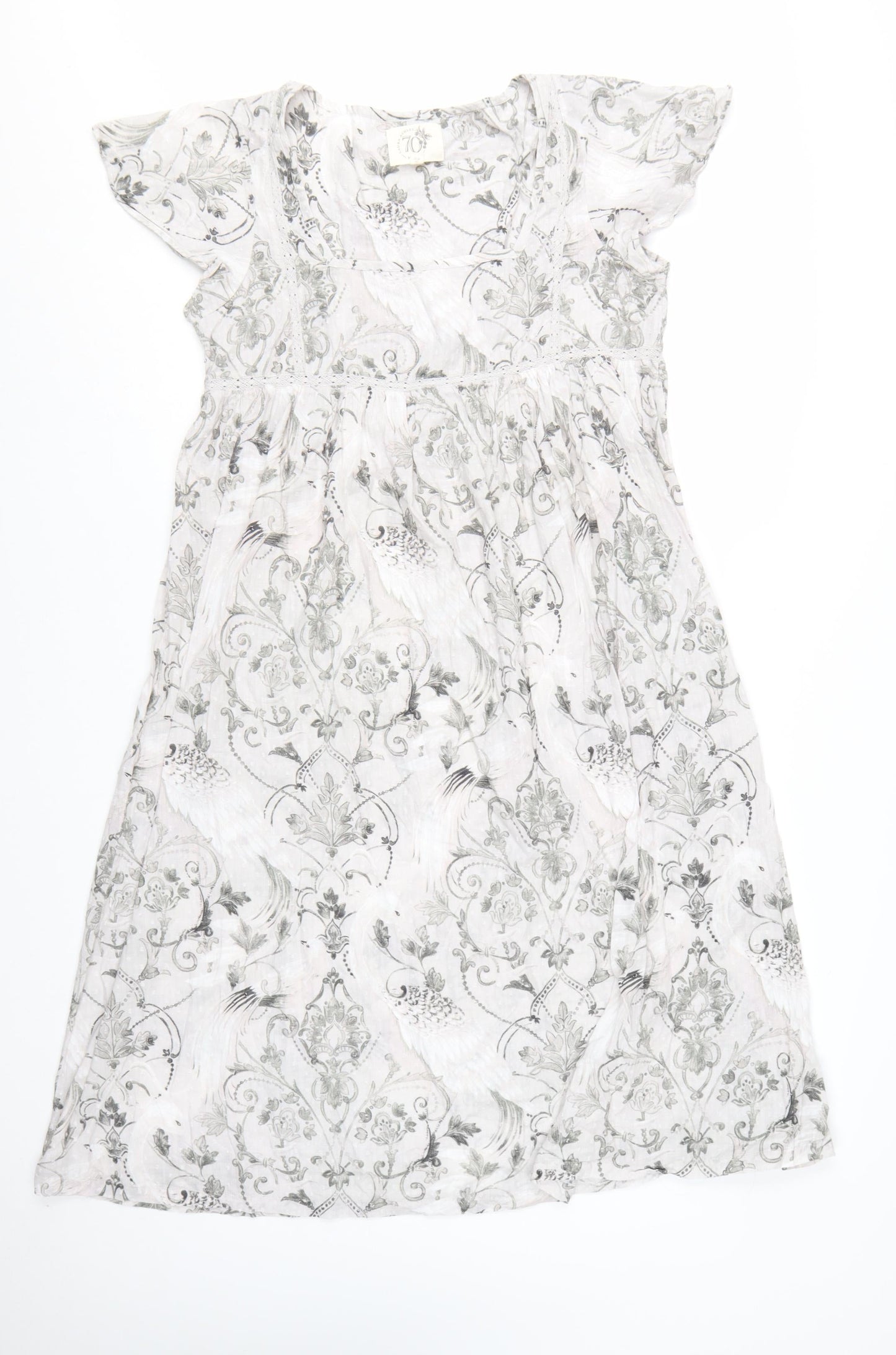 Laura Ashley Women’s Ivory Floral Cotton Fit & Flare Dress Size 12