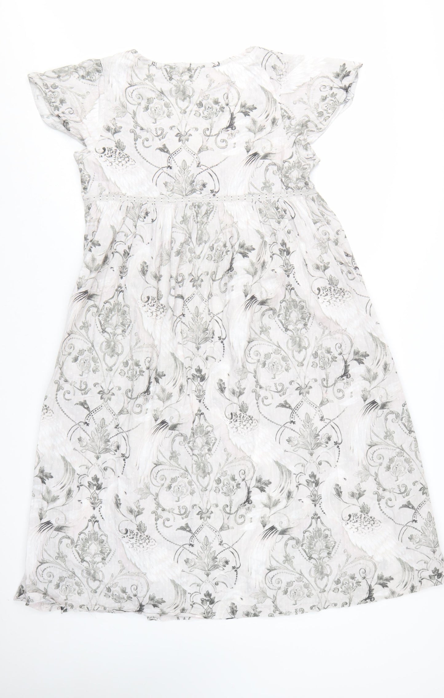 Laura Ashley Women’s Ivory Floral Cotton Fit & Flare Dress Size 12
