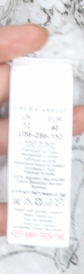 Laura Ashley Women’s Ivory Floral Cotton Fit & Flare Dress Size 12