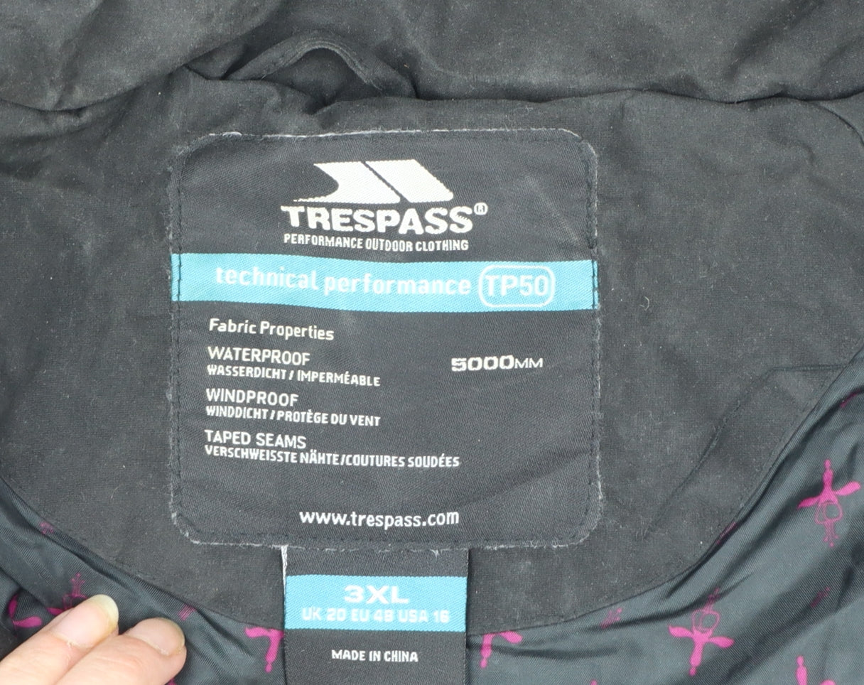 Trespass Womens Black Waterproof Parka Jacket 3XL Hooded TP50