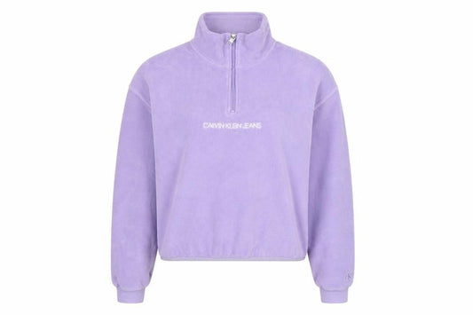 Calvin Klein Jeans Women's Purple 1/4 Zip Fleece Sweatshirt XS