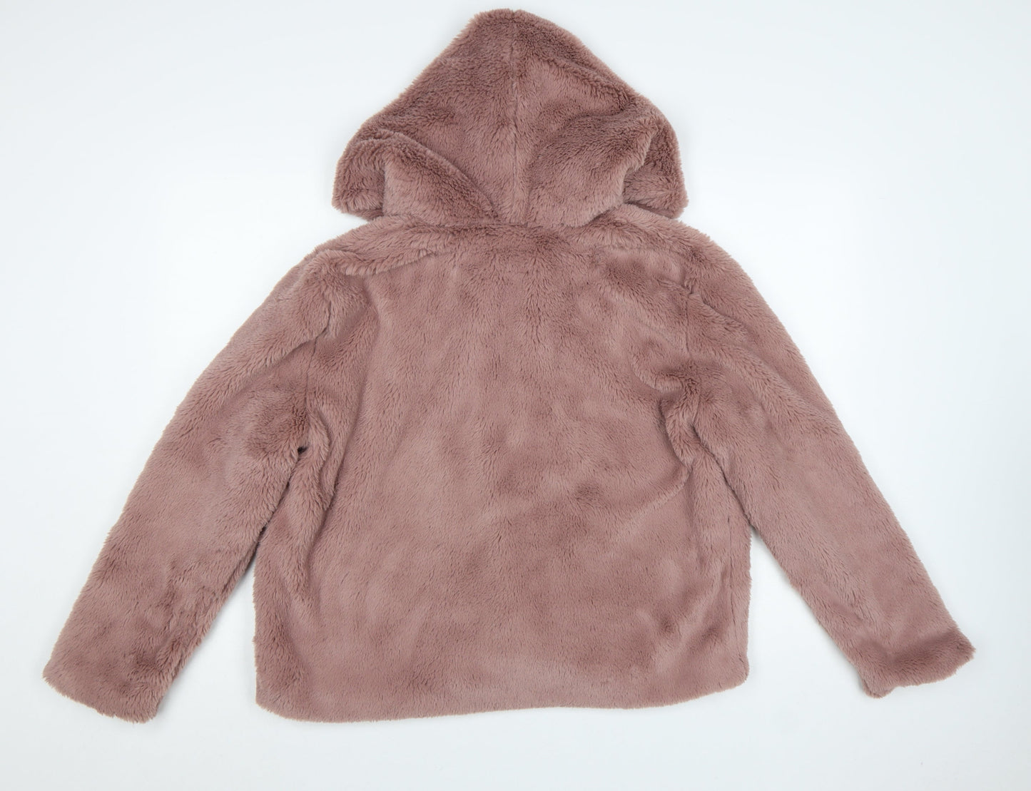 JCL Women's Pink Faux Fur Hooded Short Jacket S