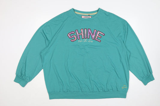 Preloved Joe Browns Womens Teal Shine Sweatshirt UK 24/26 Long Sleeve Crew Neck - Front