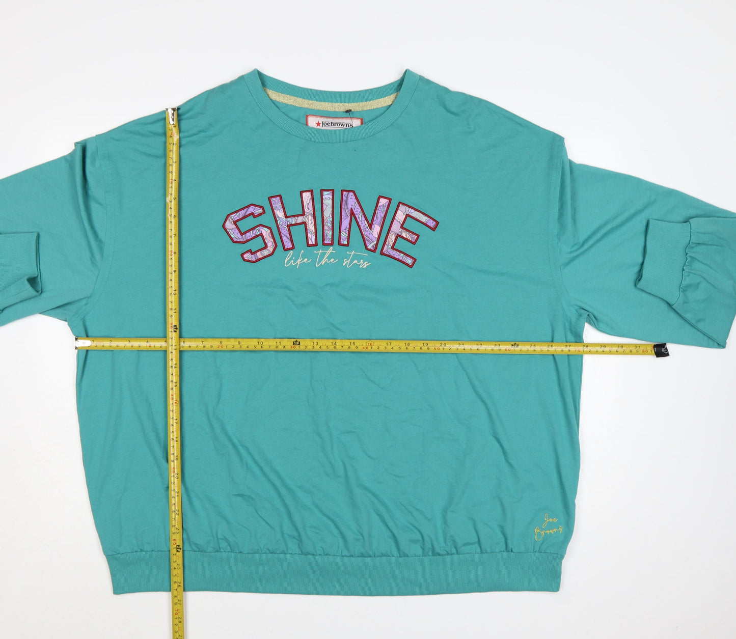 Joe Browns Womens Teal Shine Sweatshirt UK 24/26 Long Sleeve Crew Neck
