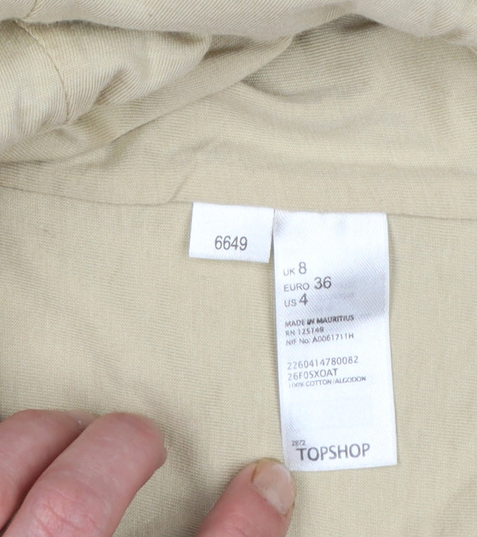 Topshop Petite Women’s Beige Houndstooth Blazer UK 8 Cotton Lined Jacket