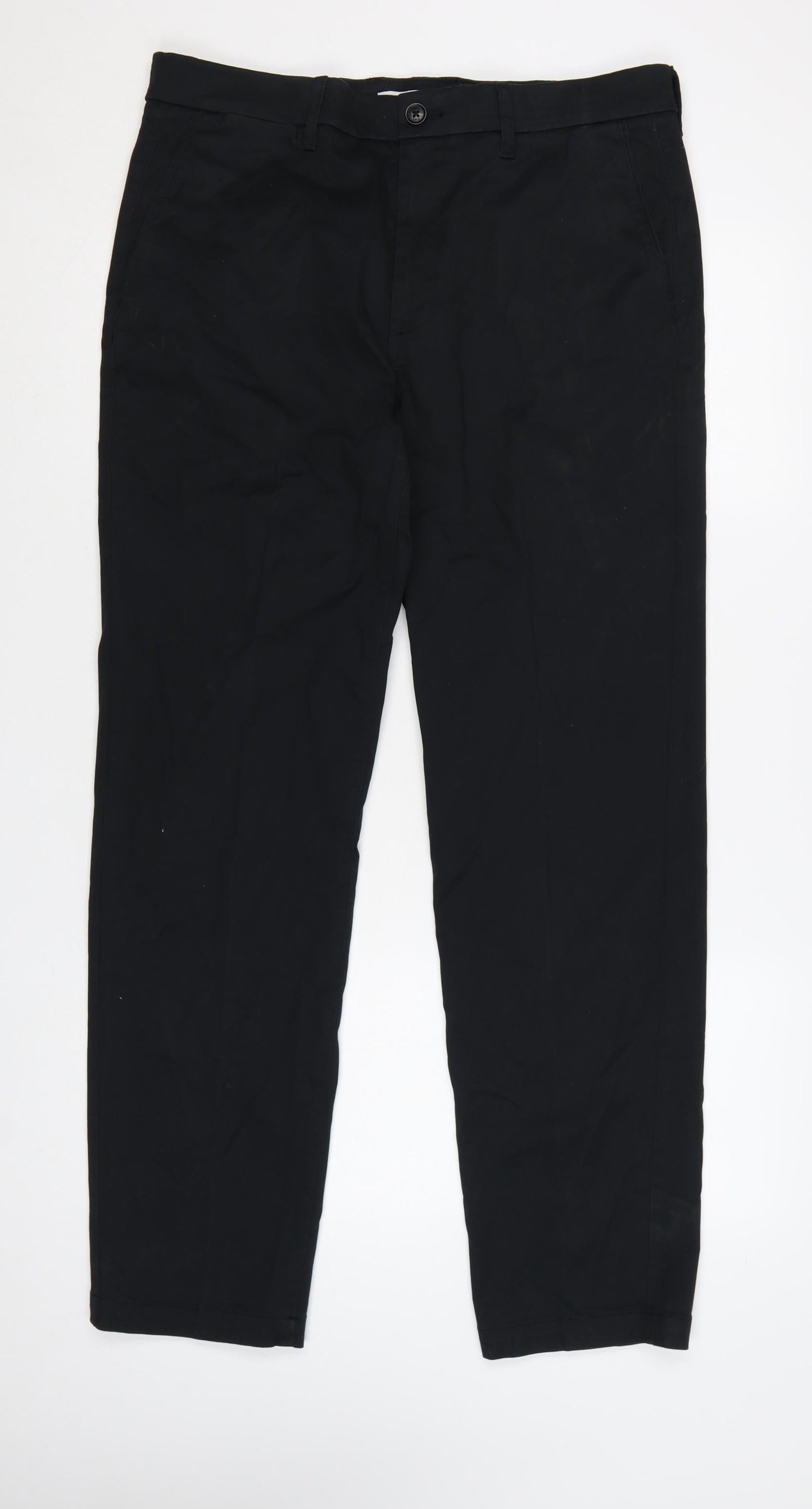Marks and Spencer Men's Black Chino Trousers 34W 31L Regular Fit