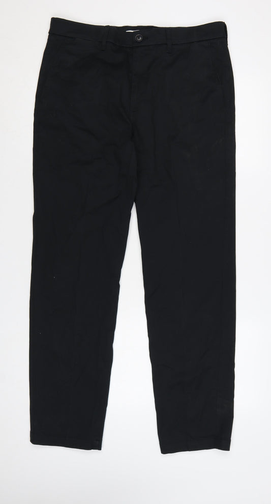 Marks and Spencer Men's Black Chino Trousers 34W 31L Regular Fit
