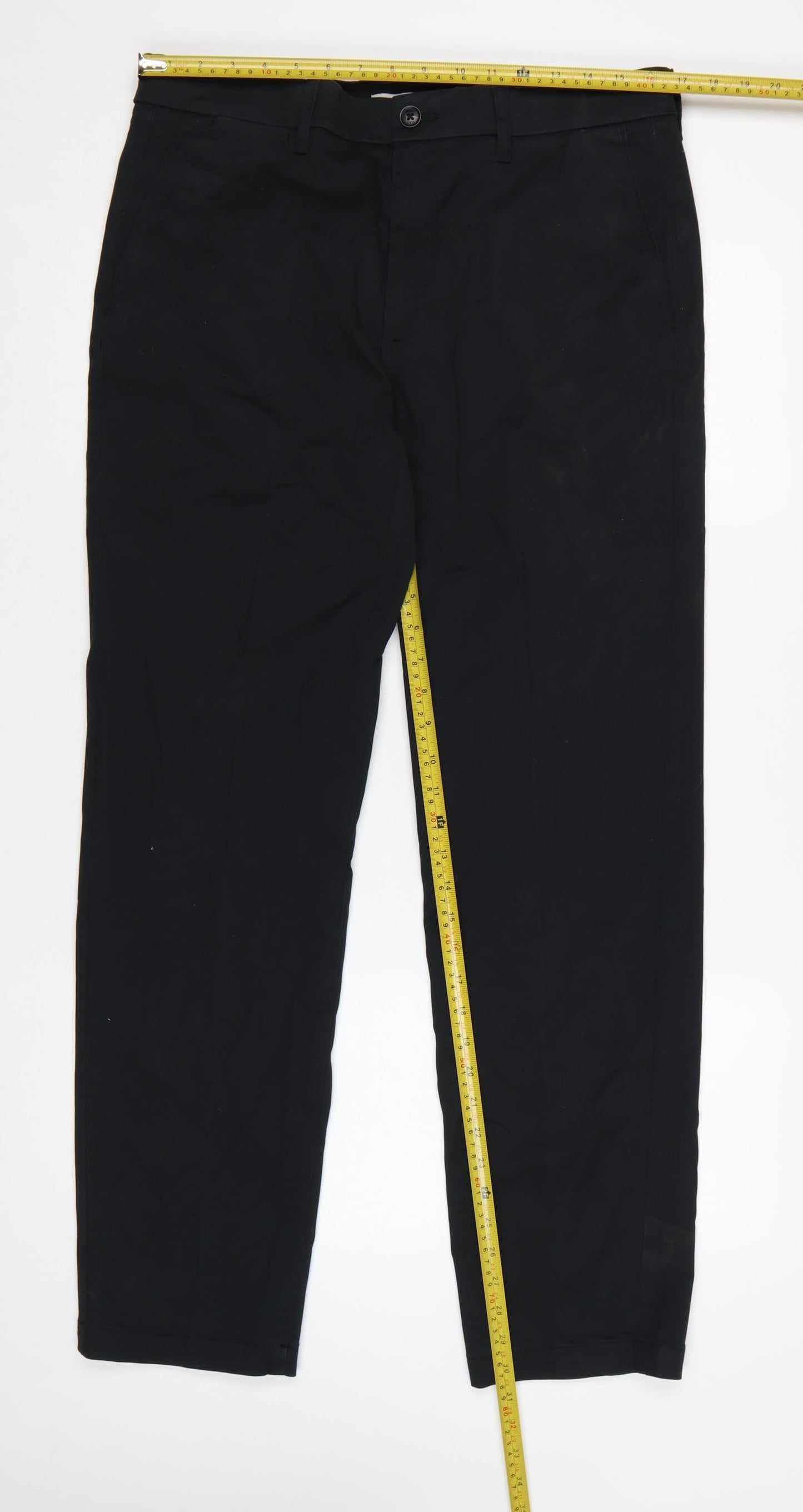 Marks and Spencer Men's Black Chino Trousers 34W 31L Regular Fit