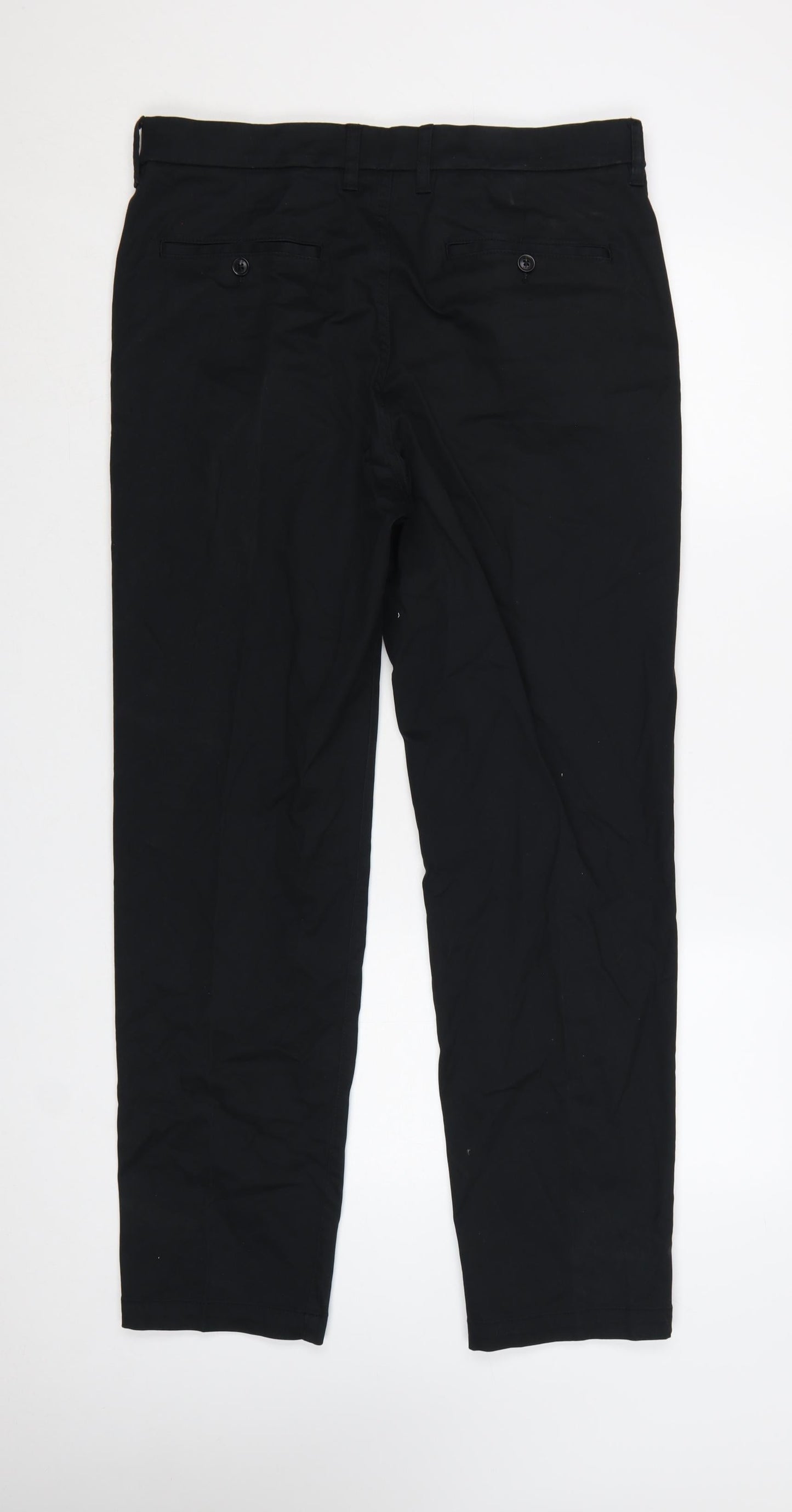 Marks and Spencer Men's Black Chino Trousers 34W 31L Regular Fit