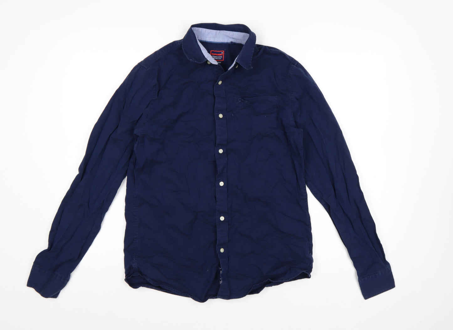 Superdry Men's Blue Regular Fit Long Sleeve Button-Up Shirt Size S