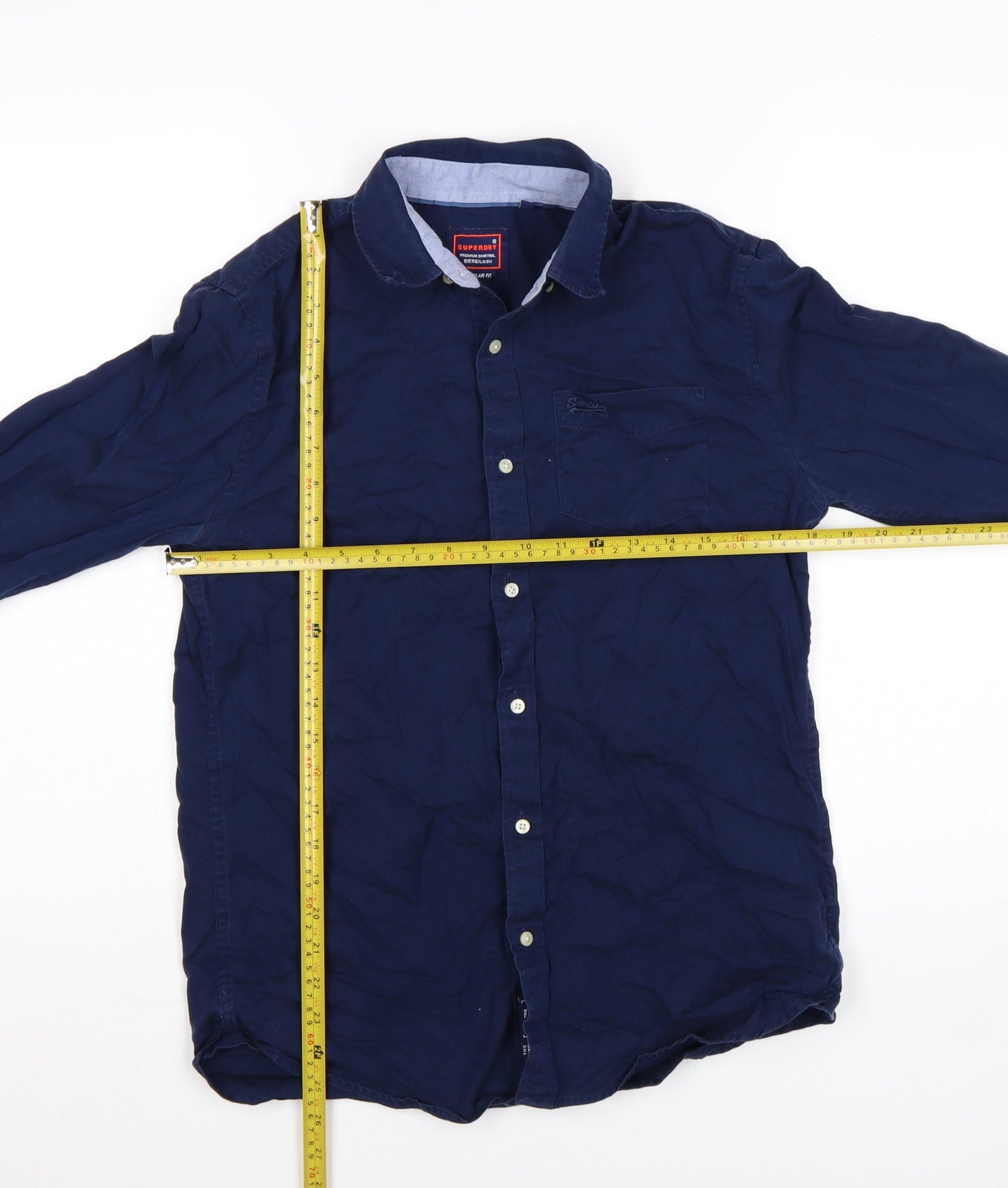 Superdry Men's Blue Regular Fit Long Sleeve Button-Up Shirt Size S