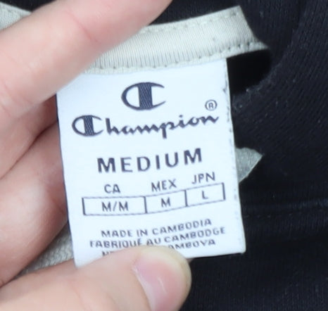 Champion Men's Black Medium Pullover Hoodie with Logo