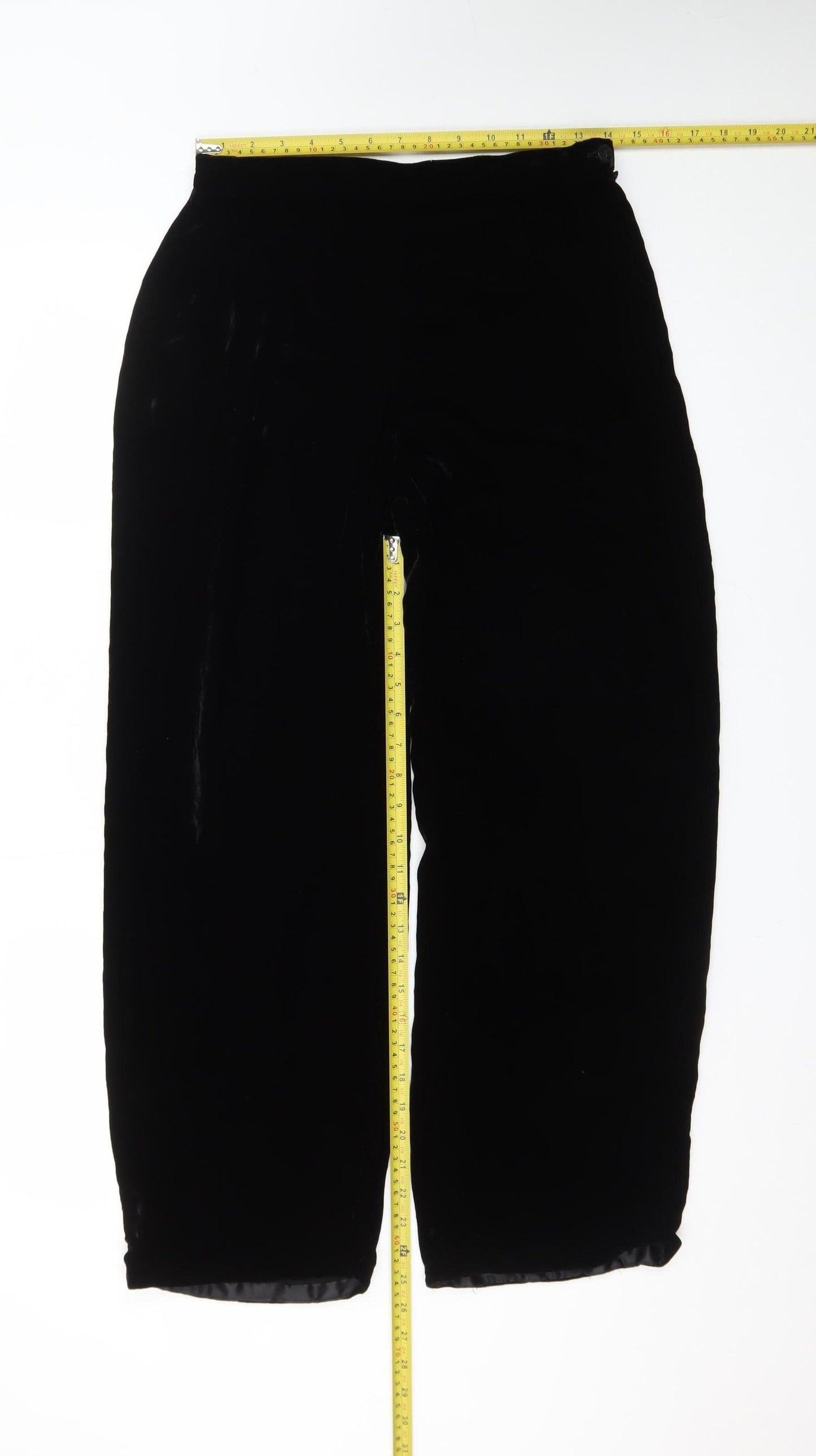 Marks & Spencer Women’s Black Velvet Viscose Silk Trousers Size 12 Short