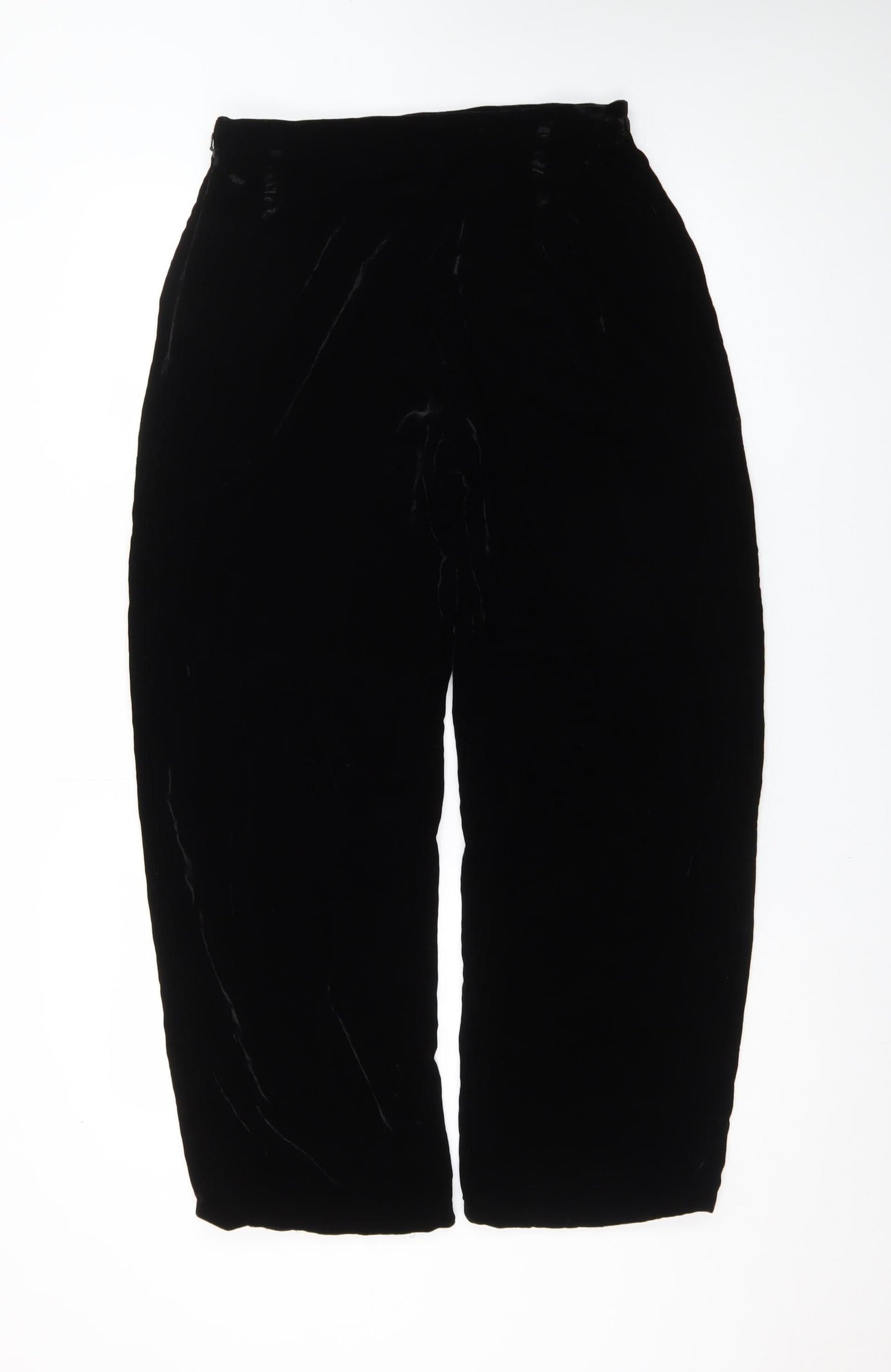 Marks & Spencer Women’s Black Velvet Viscose Silk Trousers Size 12 Short
