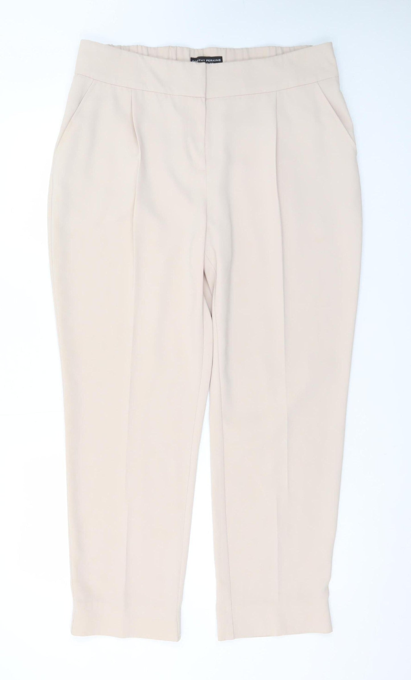 Dorothy Perkins Women Beige Chino Trousers UK 16 Elastic Waist