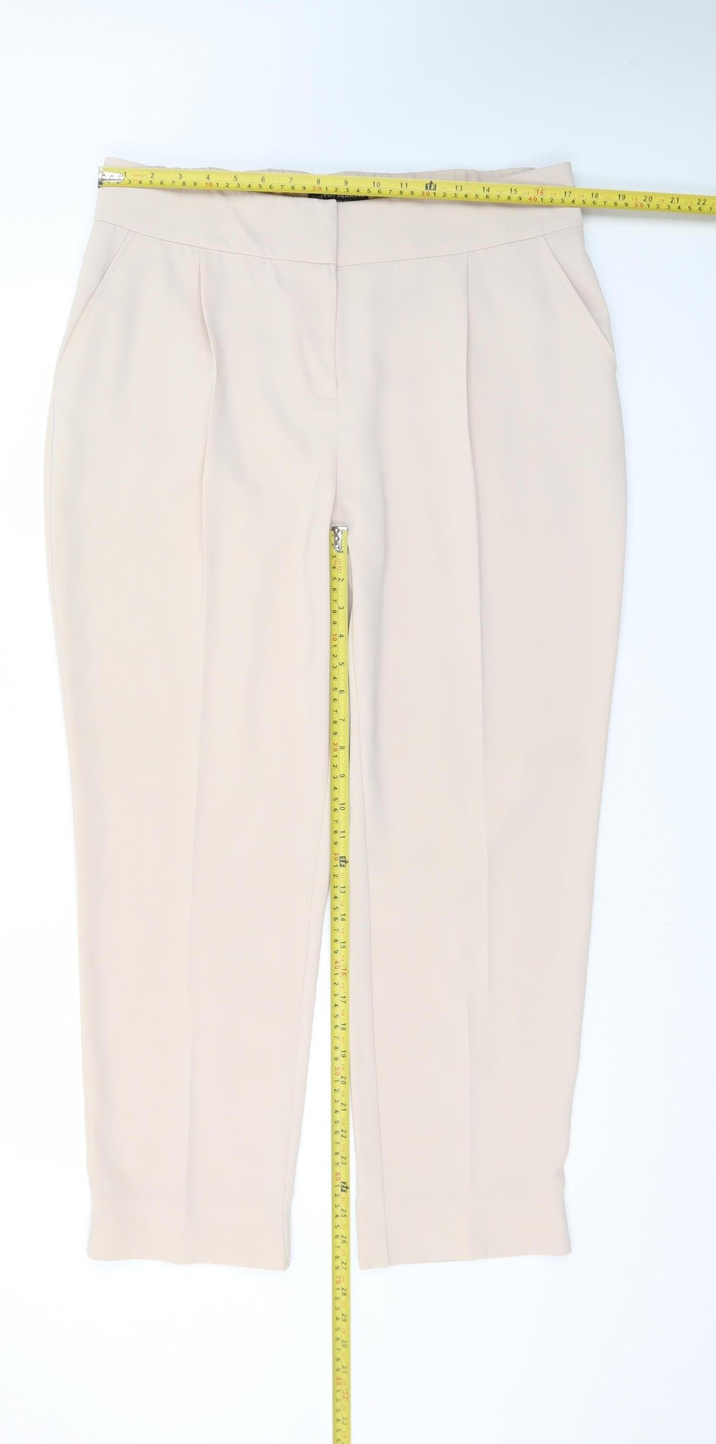 Dorothy Perkins Women Beige Chino Trousers UK 16 Elastic Waist