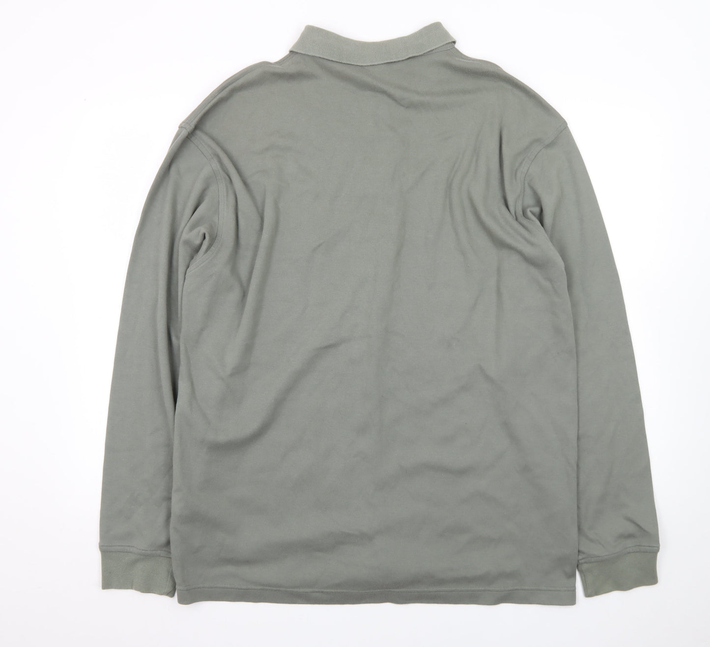 Marks and Spencer St Michael Men's Green Long Sleeve Cotton Polo XL