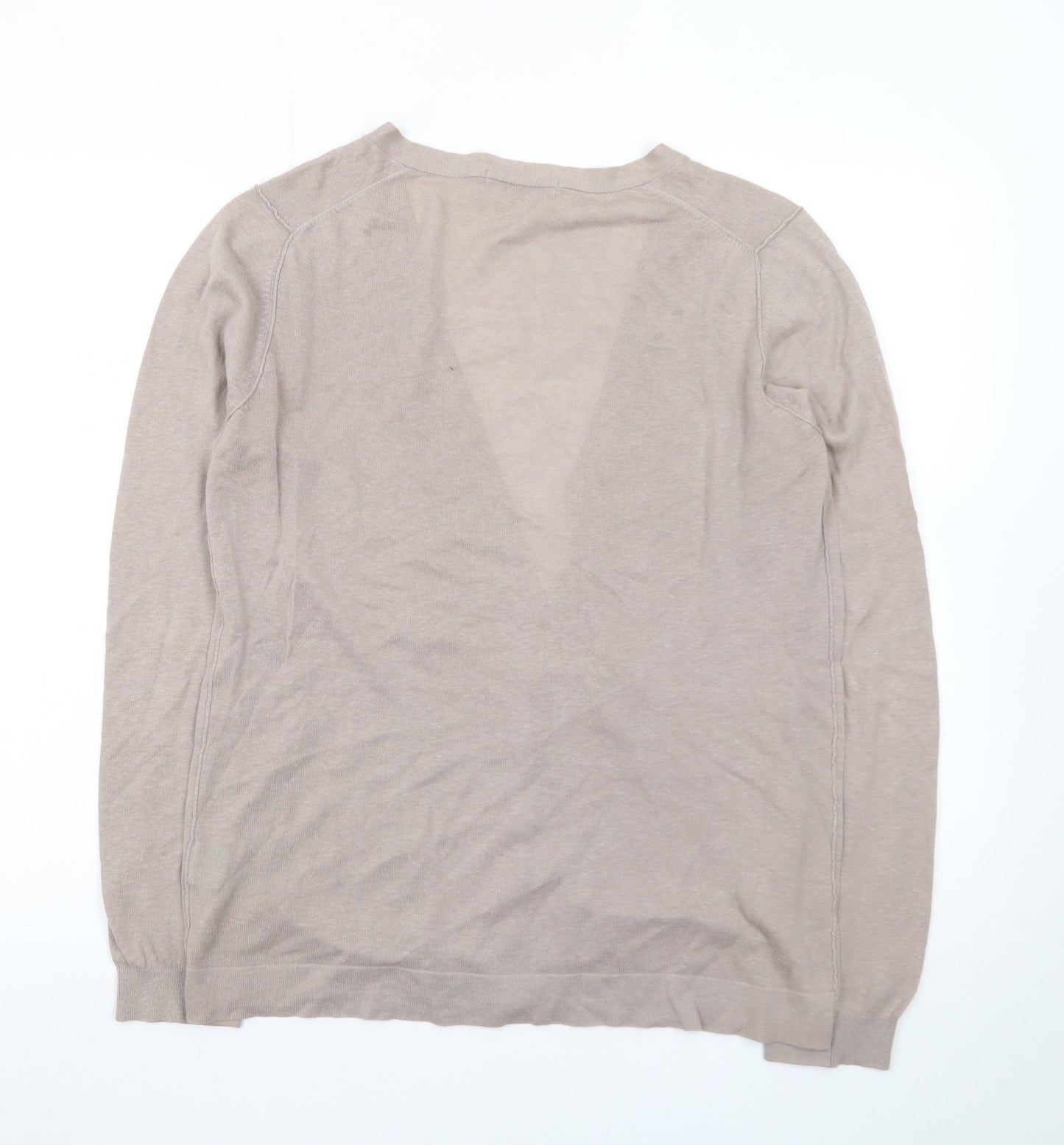 Boden Women Beige Long Sleeve V-Neck Cotton Cardigan Size 12