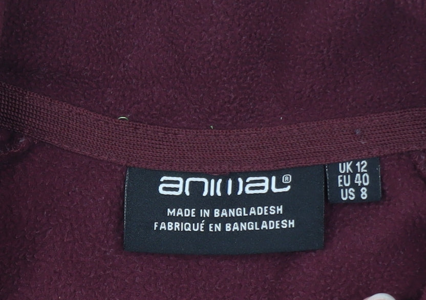 Animal Womens Burgundy Fleece 1/2 Zip Jacket UK 12