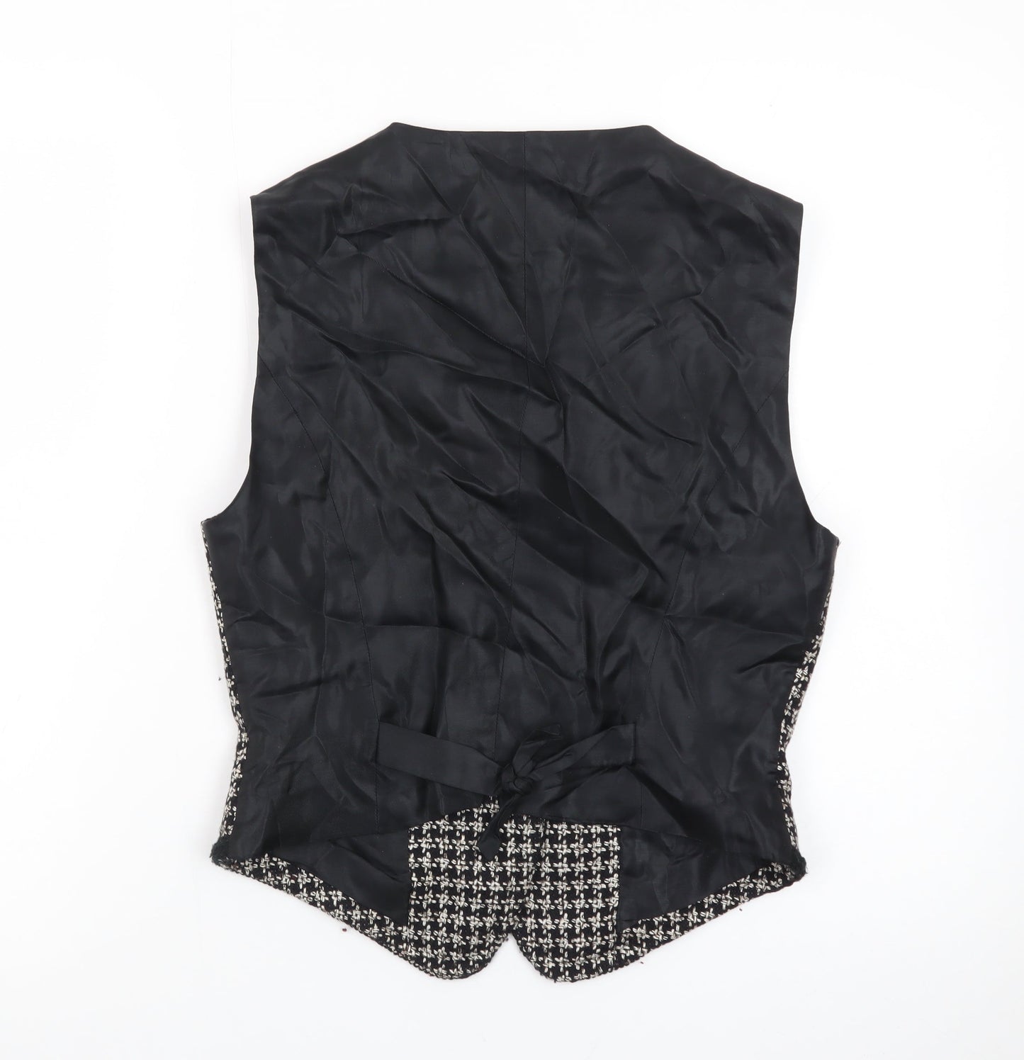 Mondi Collections Women's Black Tweed Sleeveless V-Neck Vest Size 6