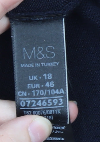 Marks and Spencer Women's Black Cotton A-Line Knit Dress Size 18
