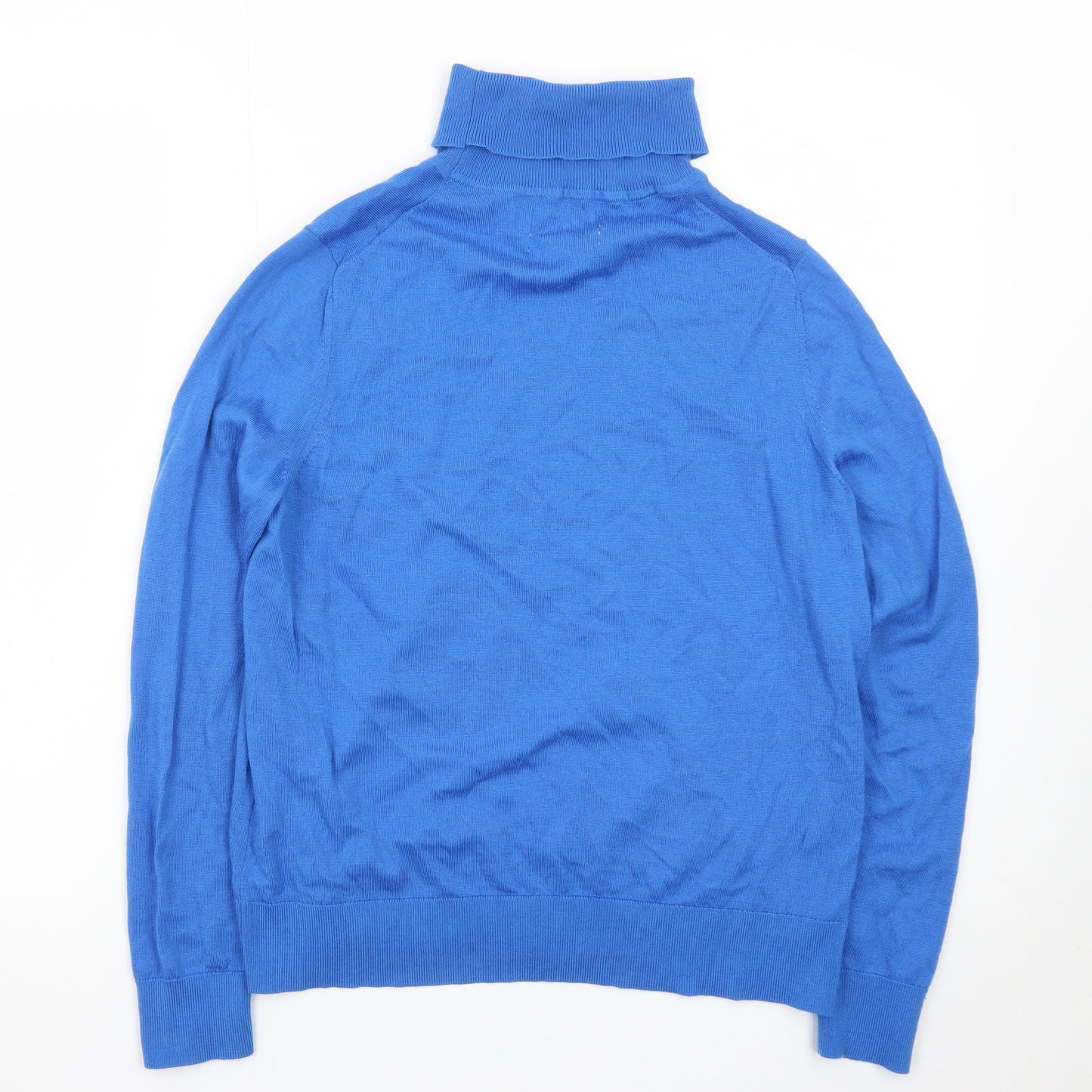 Marks and Spencer Women Blue Roll Neck Merino Wool Jumper Size 14