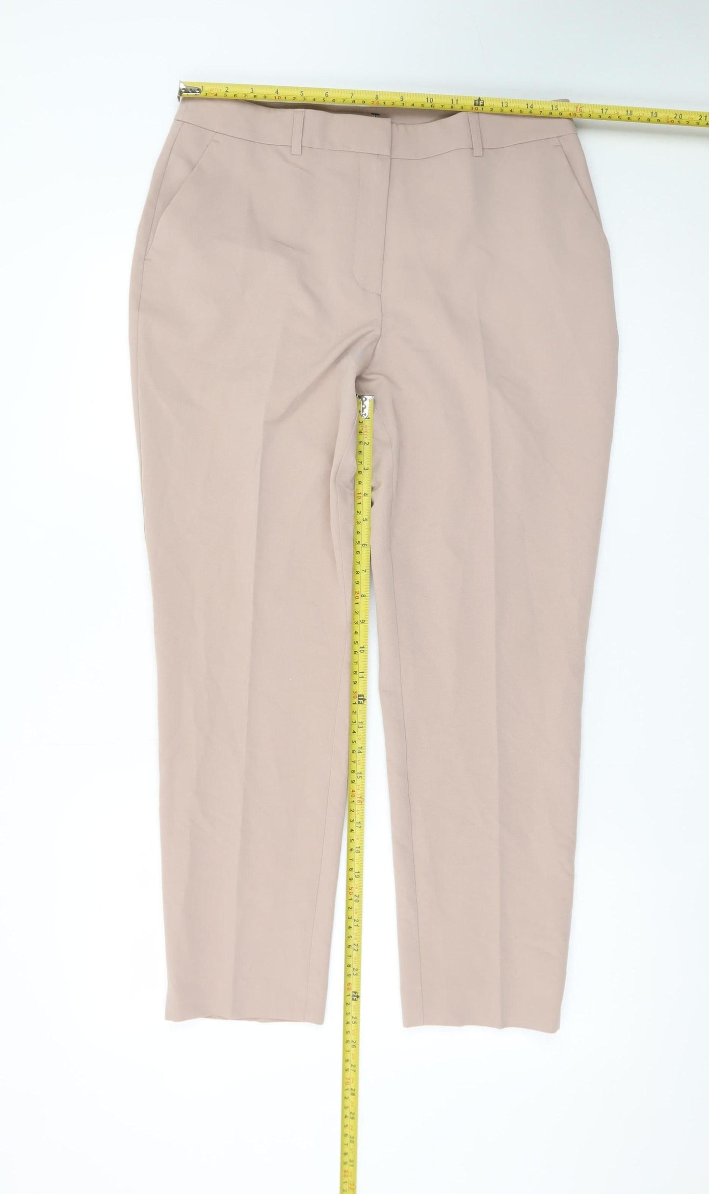 Dorothy Perkins Women Beige Slim Tapered Work Trousers Size 12