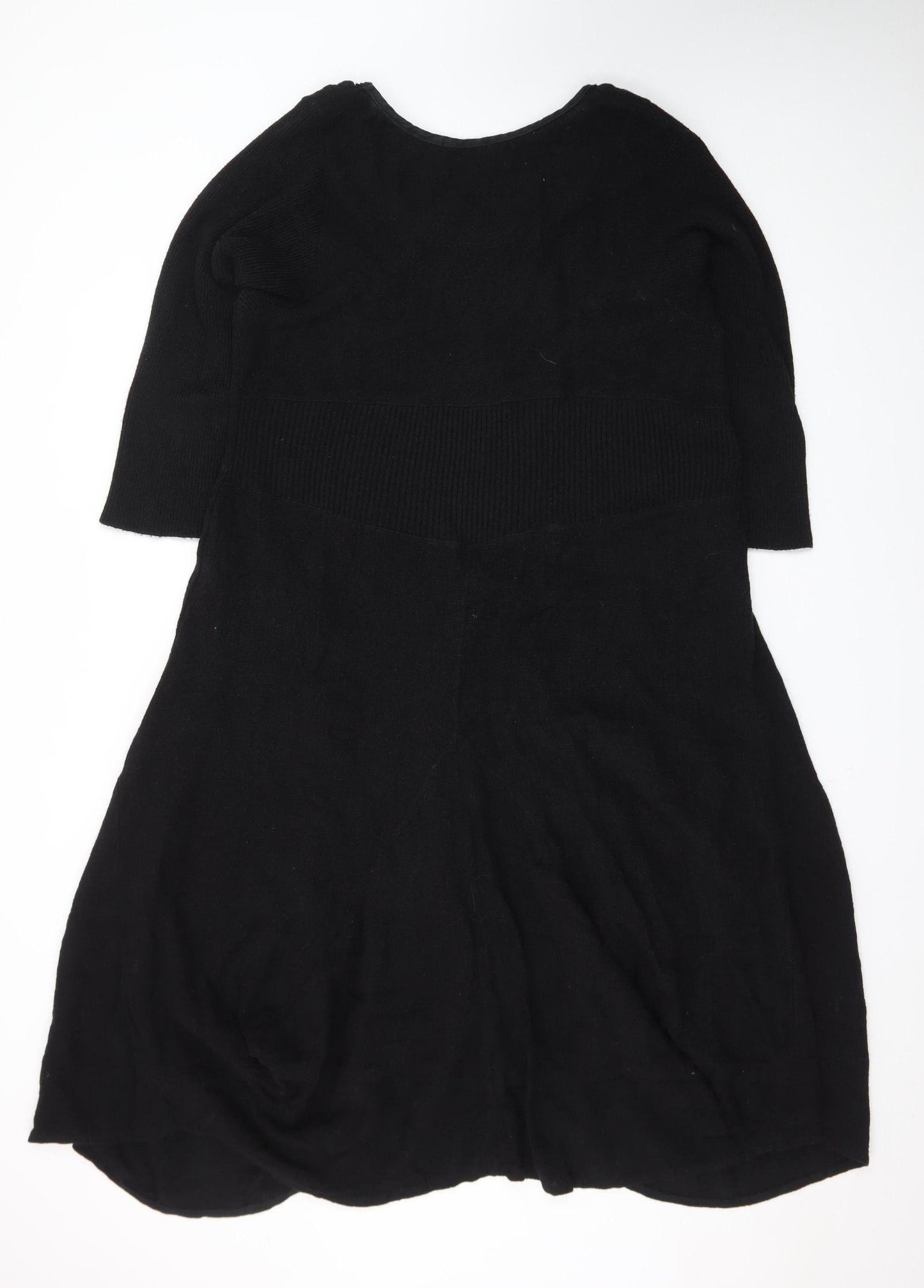 Original by Mario Women's Black Knit A-Line Dress Size M 3/4 Sleeve