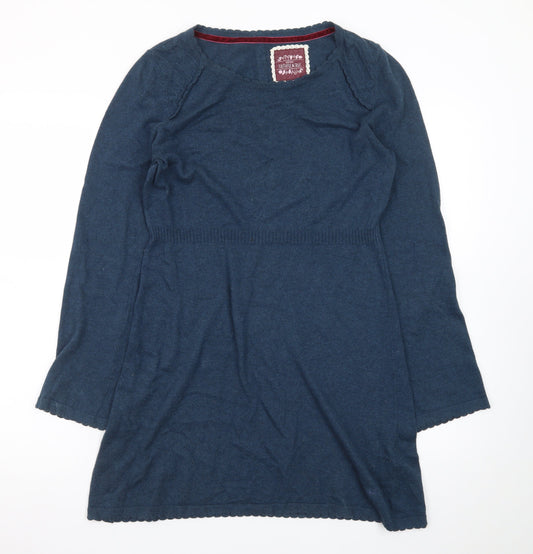 Mantaray Women's Blue Size 10 Cotton Jumper Dress Long Sleeve