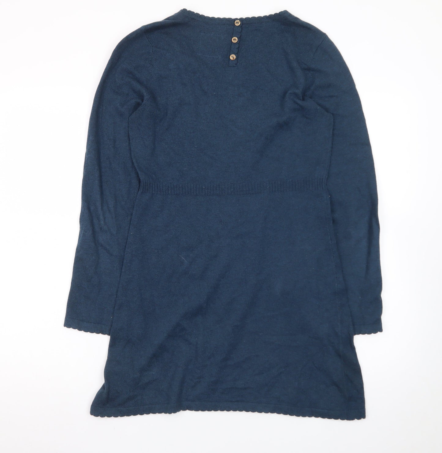 Mantaray Women's Blue Size 10 Cotton Jumper Dress Long Sleeve