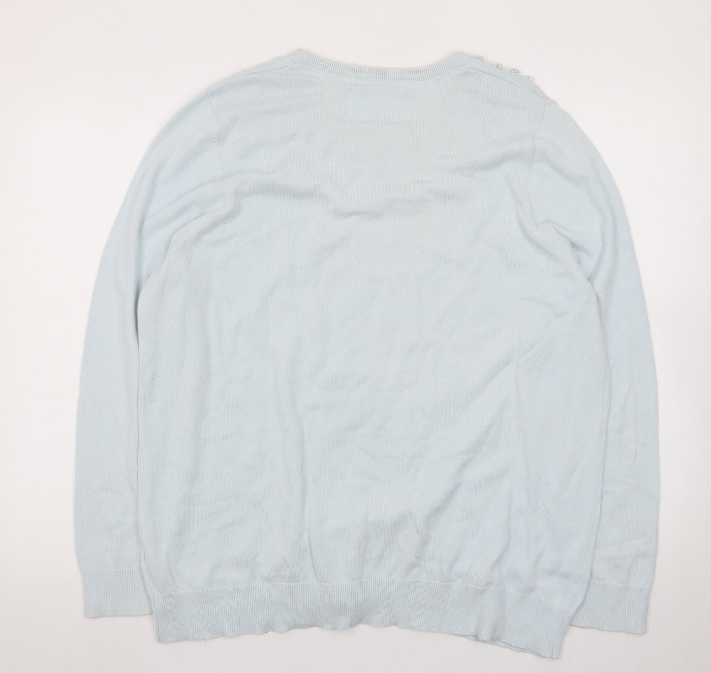 Maine New England Women's Blue Beaded Crew Neck Jumper Size 20