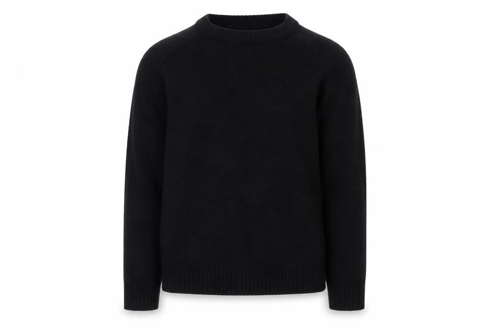 William Hunt Men's Black Wool Crew Neck Pullover Jumper Size L