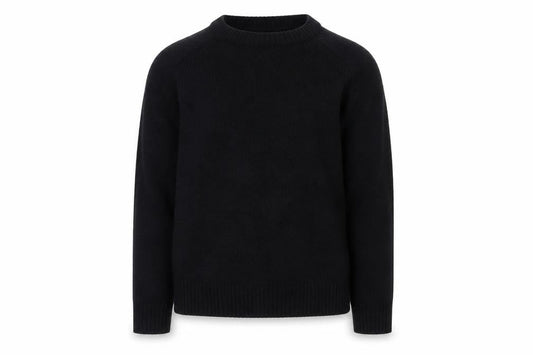 William Hunt Men's Black Wool Crew Neck Pullover Jumper Size L