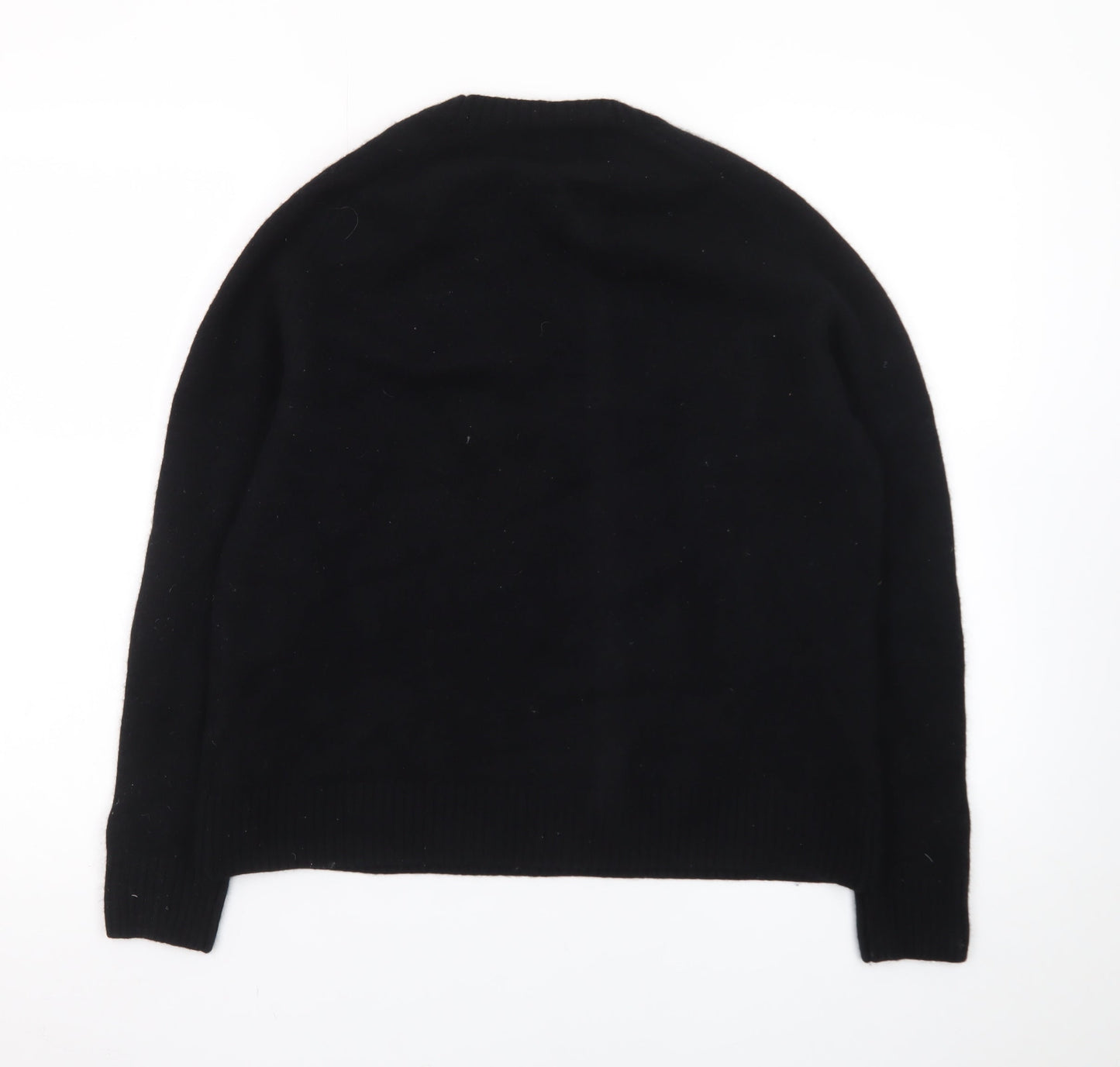 William Hunt Men's Black Wool Crew Neck Pullover Jumper Size L