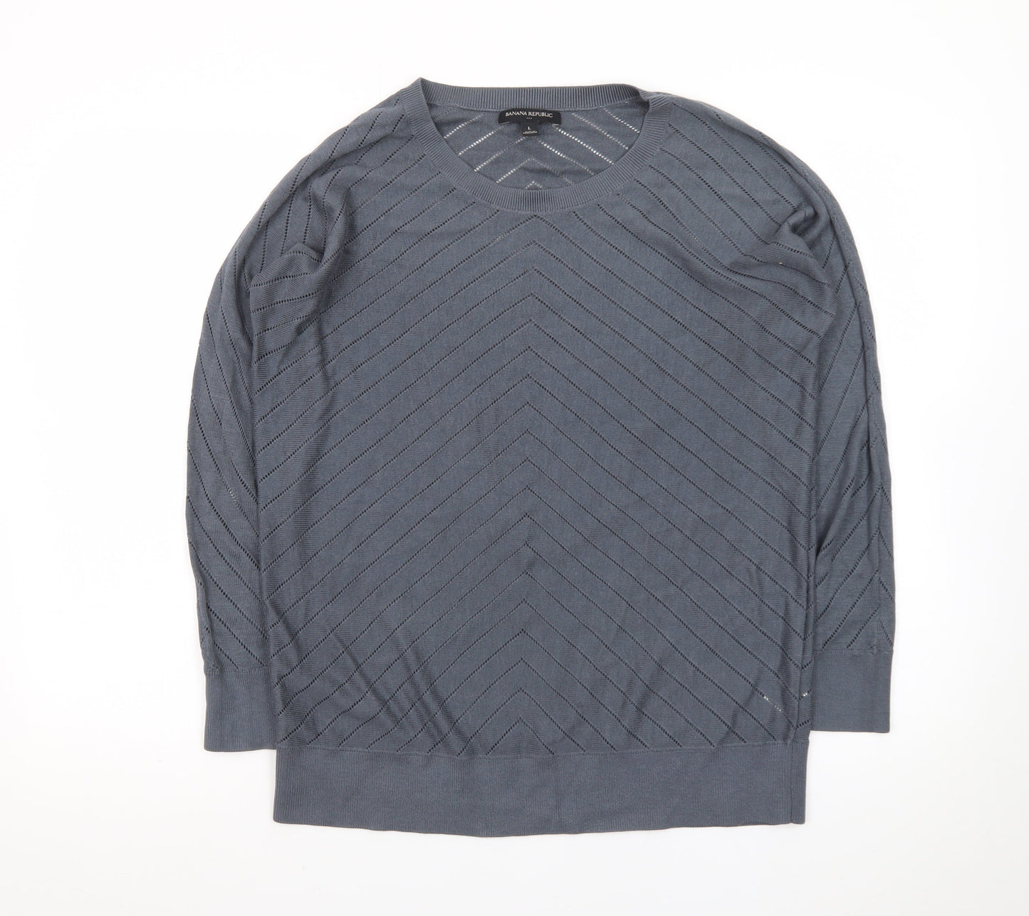 Banana Republic Women Blue L Jumper Crew Neck Long Sleeve Knit Top