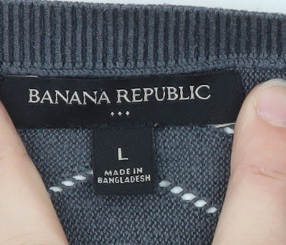 Banana Republic Women Blue L Jumper Crew Neck Long Sleeve Knit Top